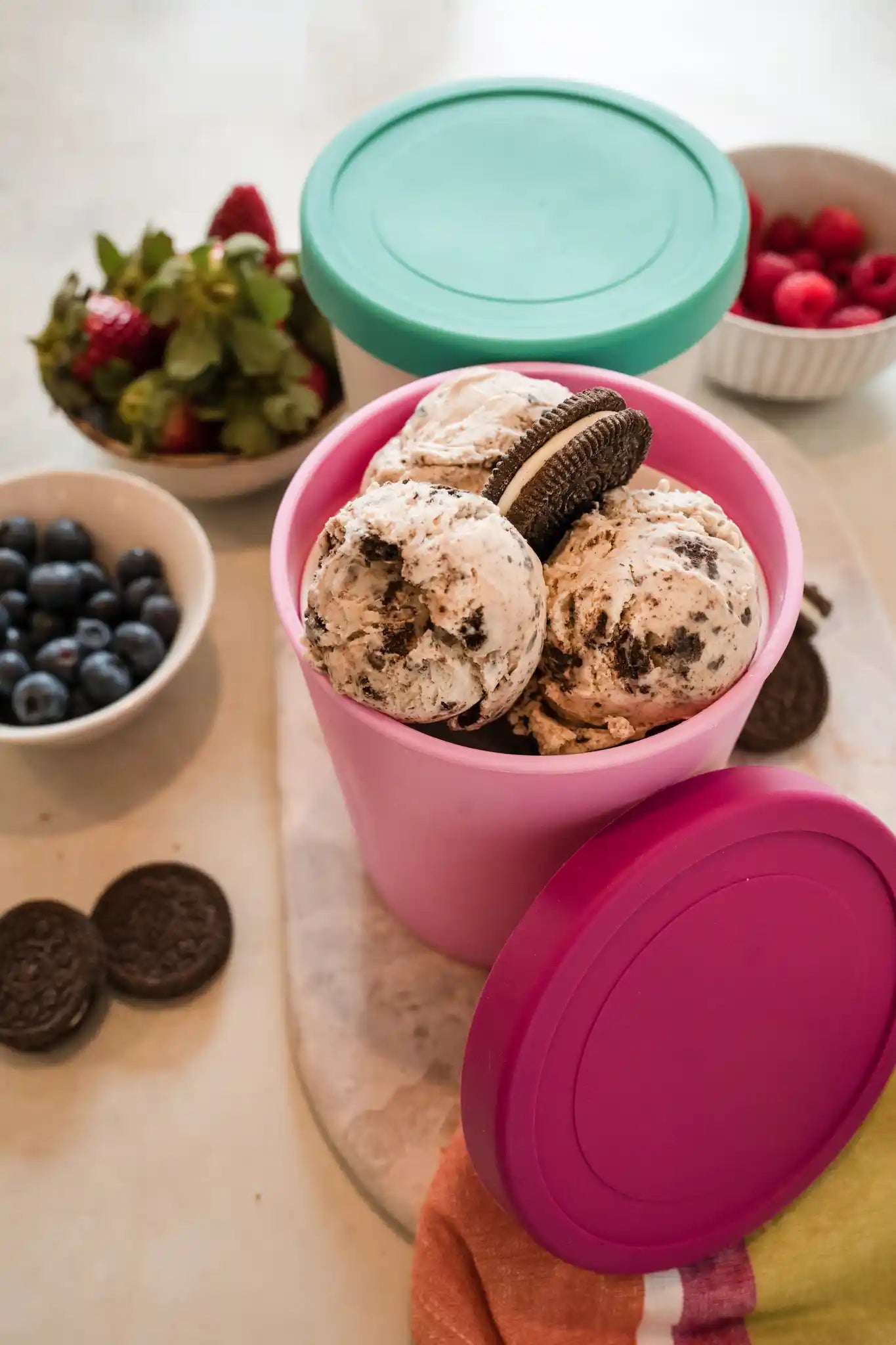 4-Piece Silicone Mixed Lid Set - Airtight & Leakproof for Food Storage - Perfect for Meal Prep, Leftovers & Freezing