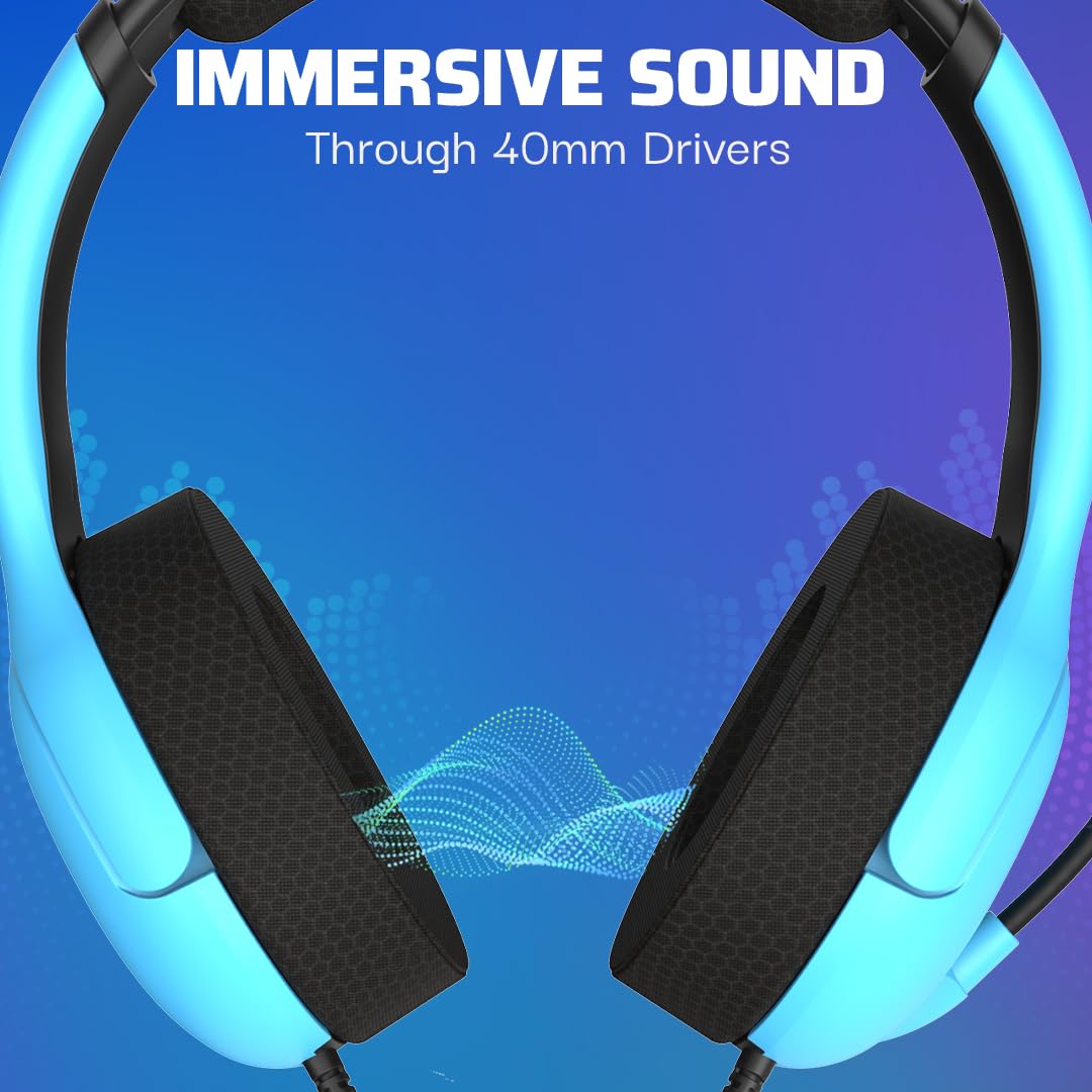 PDP PS5 Wired Gaming Headset with Microphone - AIRLITE Neptune Blue for PS5/PC Gaming, Streaming & Online Chat