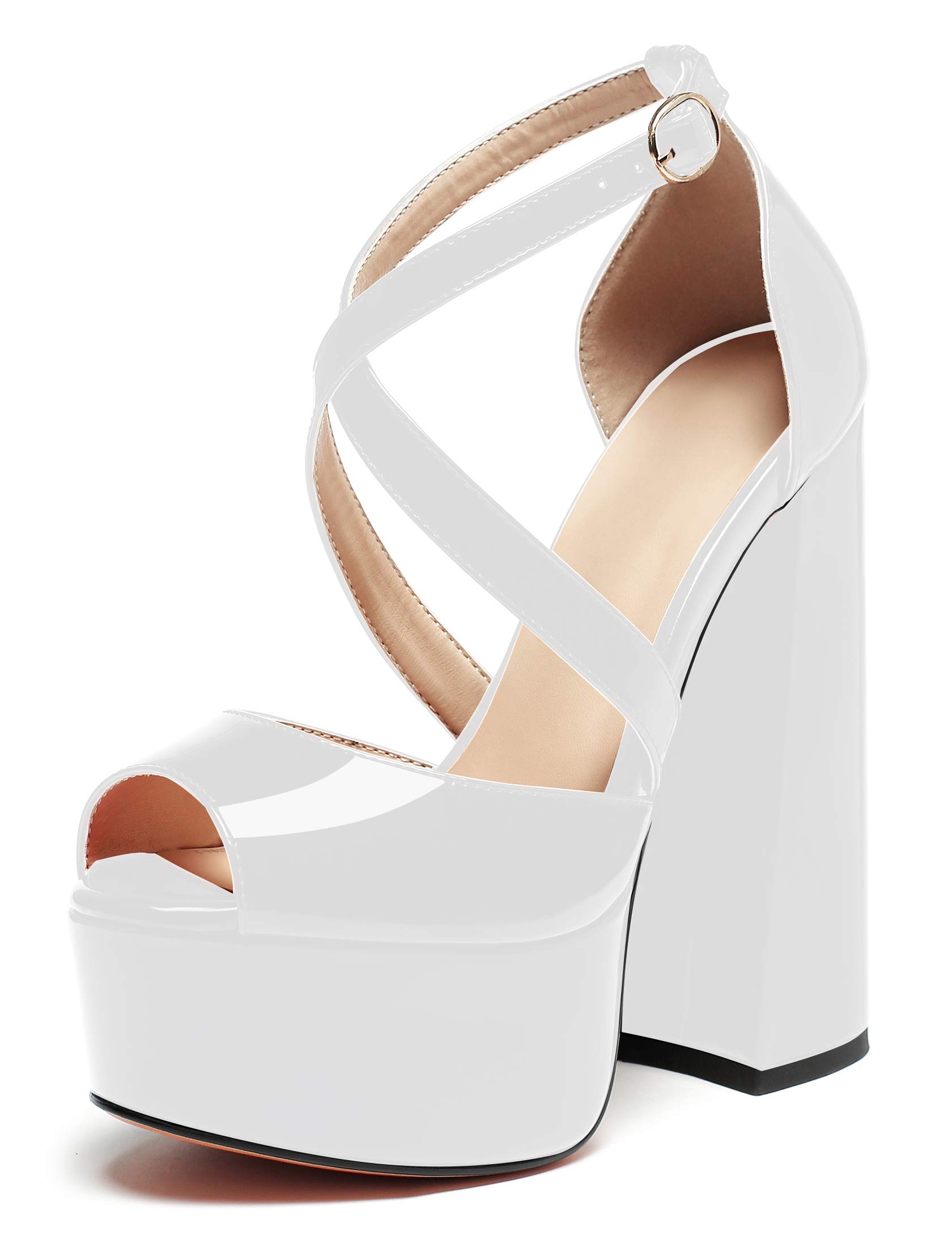 Eldof Women's Platform Sandals - Crisscross Peep Toe High Heels with 6