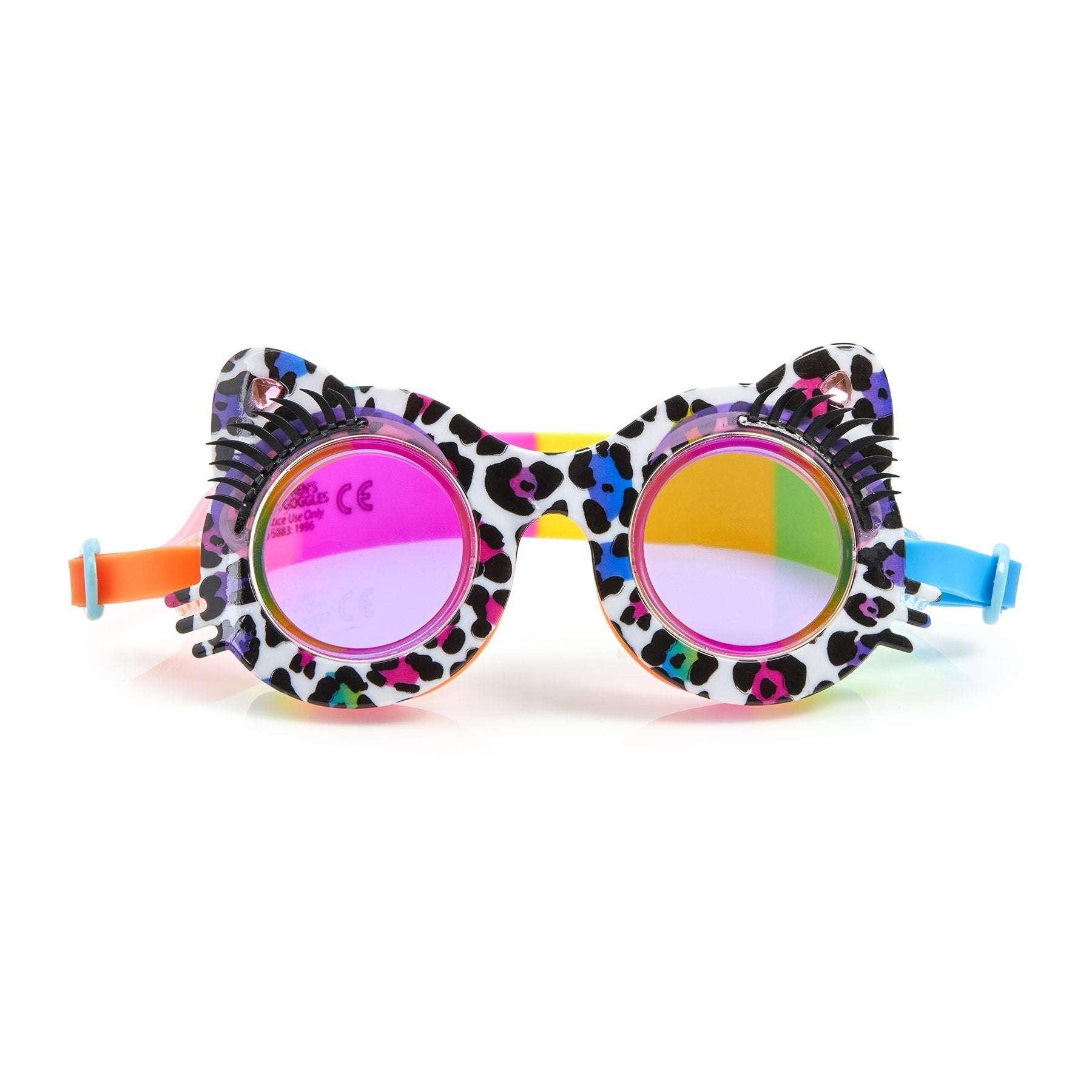 Bling20 Cats Meow Swim Goggles - Midnight Meow Multi Color Cat Eye Swimming Glasses for Women | Pool, Beach & Water Sports Accessories