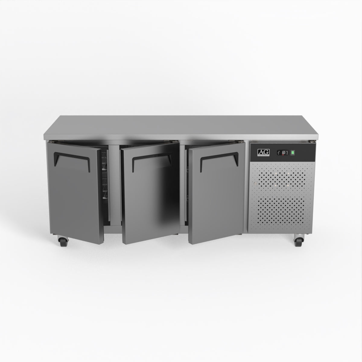 AG 3-Door Commercial Refrigerator - 700mm Depth Under Counter Fridge for Restaurants, Bars & Kitchens | Heavy-Duty Worktop Freezer for Food Storage & Beverage Cooling