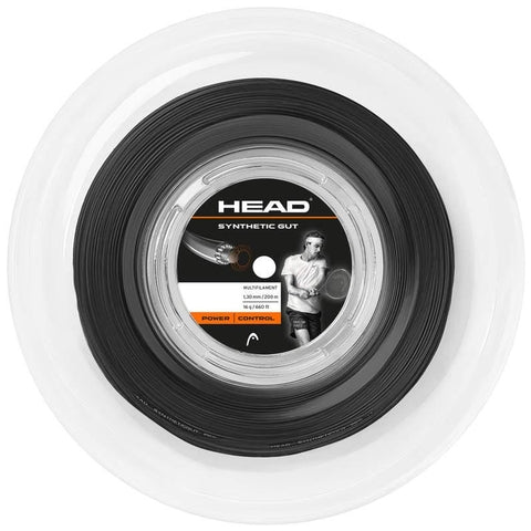 Head Synthetic Gut 16/1.30 Tennis String Reel (660 Feet) - Black | Pre-Stretched, Durable Nylon Strings for Tennis & Badminton Rackets | Perfect for Recreational & Competitive Players
