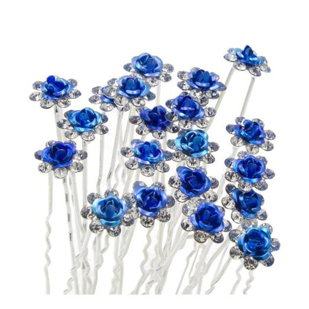 20pcs Blue Rhinestone Pearl Hair Clips for Wedding Bridesmaids - Sparkling Crystal Hairpins for Prom, Party & Special Occasions - Elegant Hair Accessories for Women & Girls