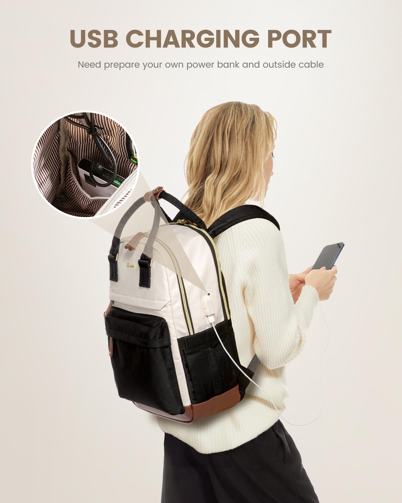 LOVEVOOK 15.6 Inch Anti-Theft Laptop Backpack for Women - Waterproof USB Charging Travel Backpack with Purse Compartment - Perfect for College, School, Work & Travel - Teacher Nurse Commuter Backpack for Daily Use & Business Trips