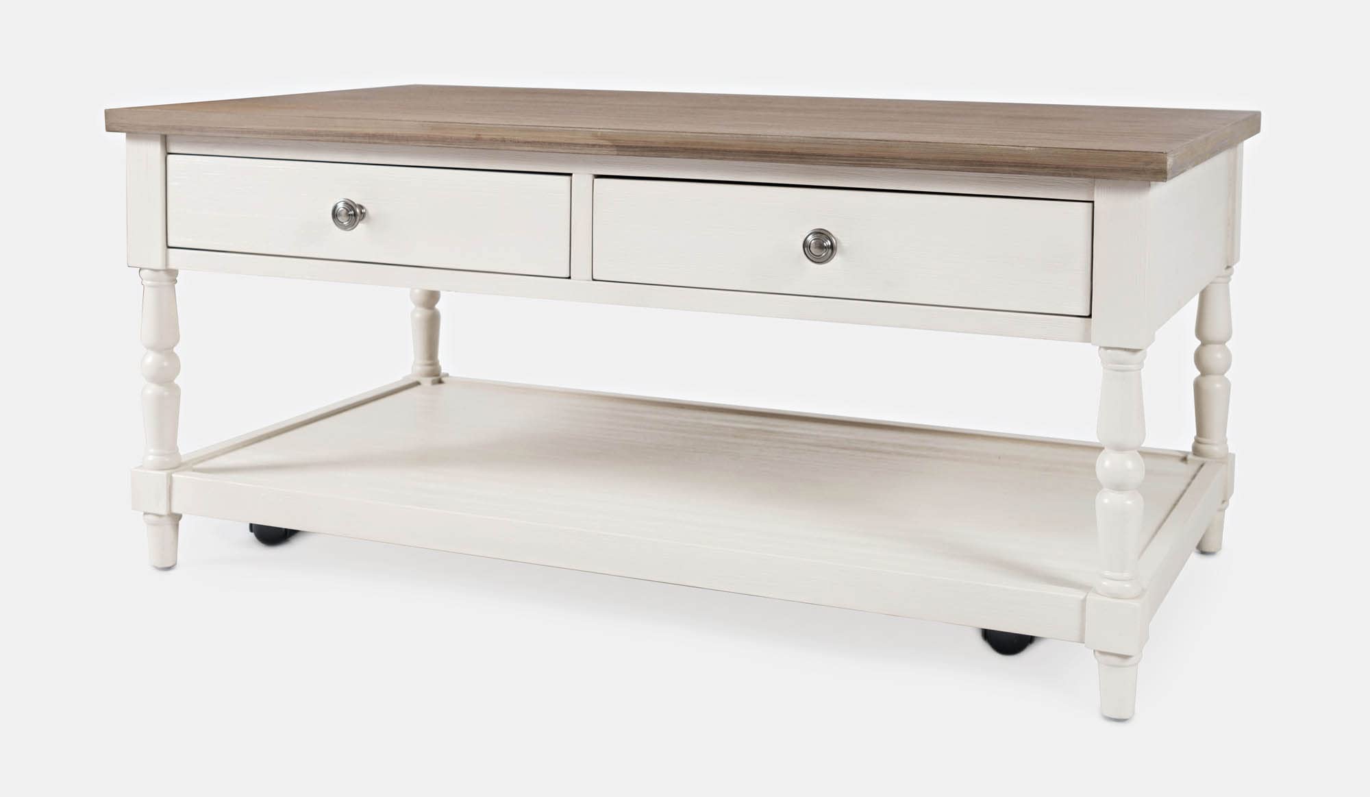 Jofran Inc. Grafton Farms 2-Drawer Coffee Table with Storage - Modern Living Room Furniture for Small Spaces - Perfect for Holding Remote, Books & Magazines