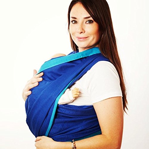 Premium Hip Baby Wrap Carrier - Soft Woven Infant & Toddler Sling for Hands-Free Babywearing, Nursing & On-the-Go Comfort (River Blue) - Ideal for Newborns, Shopping, Hiking & Parent-Child Bonding