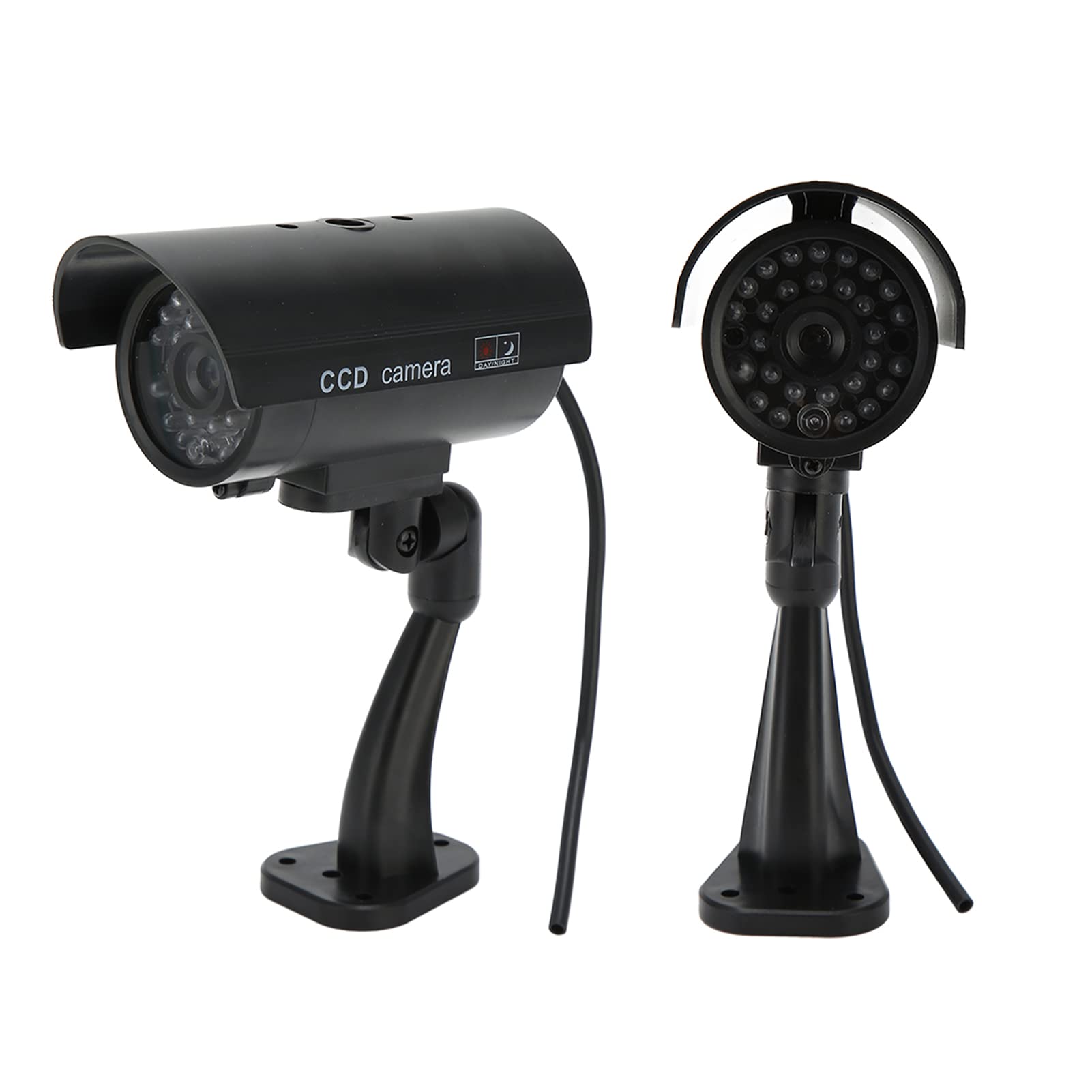 Realistic Fake Security Camera with Red Flashing Light & Warning Sticker - Dummy Surveillance Camera for Home, Office & Outdoor Use