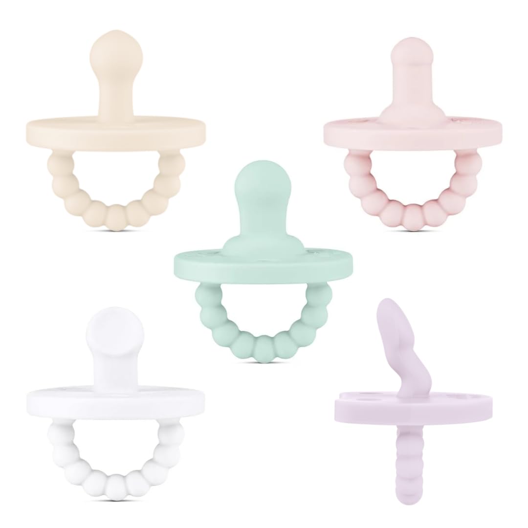 Ryan & Rose Cutie PAT Pacifier Teether Starter Kit for Girls - Soothing Baby Pacifier & Teething Toy for Newborns & Infants - Perfect for Daycare, Travel & Sleep Comfort