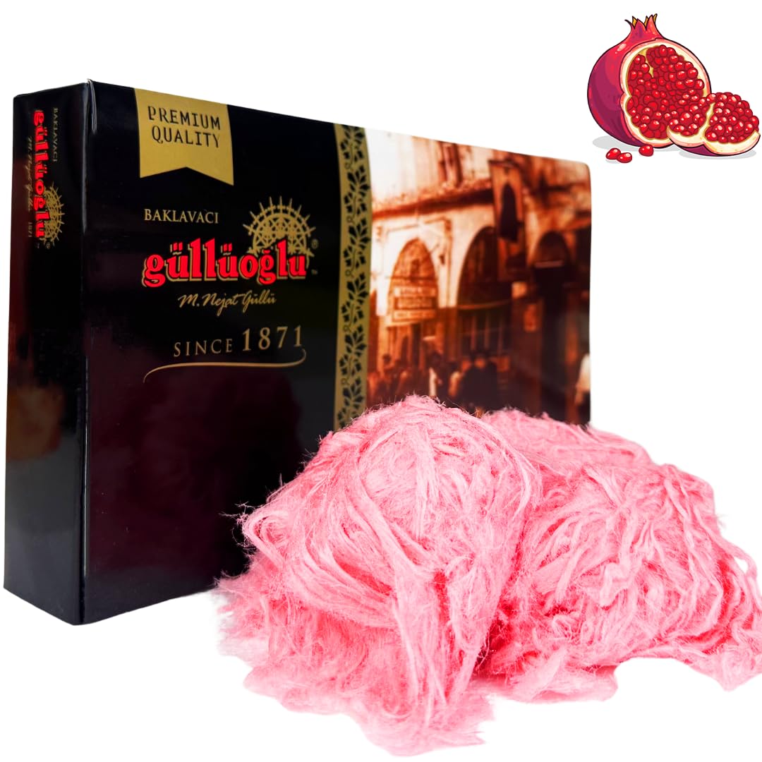 Premium Turkish Cotton Candy - Gulluoglu Pomegranate Pişmaniye (0.55lb) | Authentic Halva Dessert | Perfect for Gifts, Parties & Special Occasions