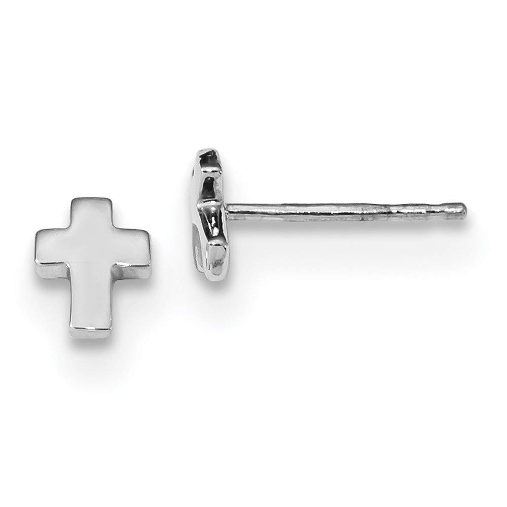 14K Gold Small Latin Cross Button Post Earrings for Women - Religious Jewelry for Everyday Wear, Church, Baptism & Gifts