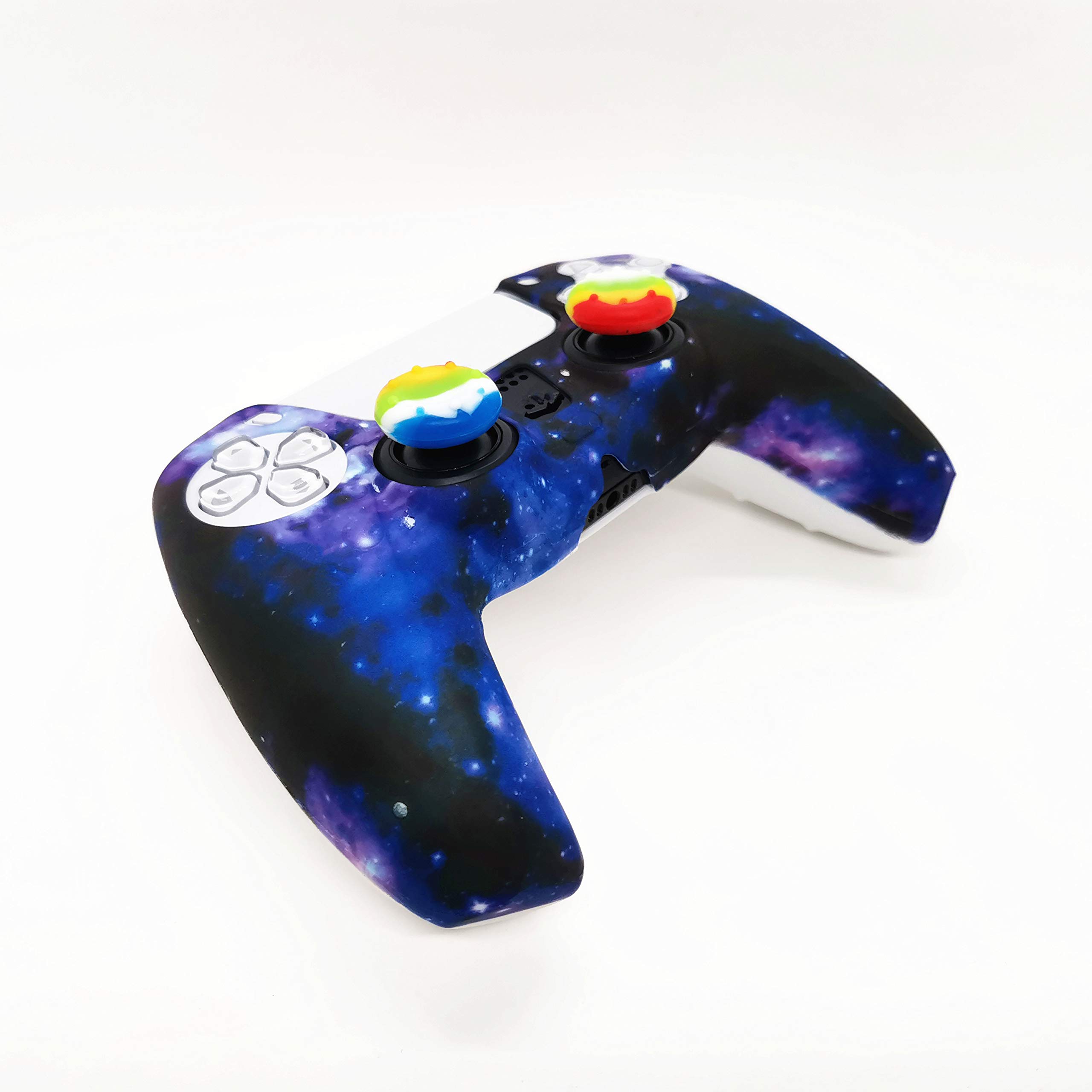 Anti-Slip Silicone PS5 Controller Cover with 10pcs Thumb Grips - Blue Starry Sky Design for Enhanced Gaming Comfort & Protection | Perfect for Long Gaming Sessions & Competitive Play