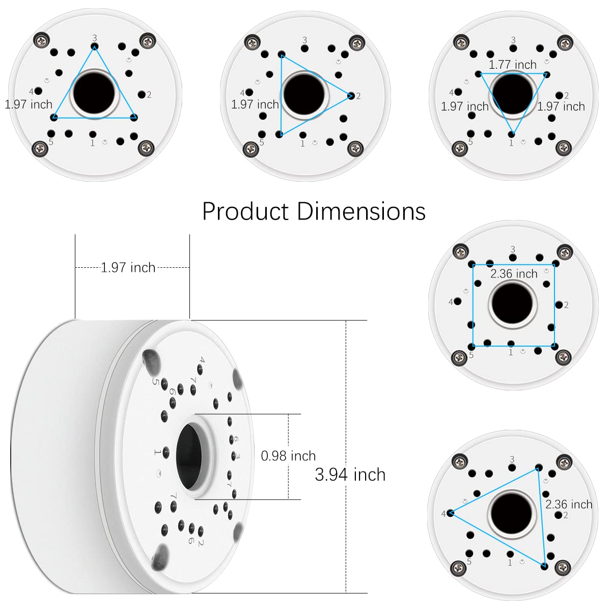 Universal Aluminum Waterproof Junction Box Mount Bracket - Compatible with Bullet Security Cameras & Solar Panels - Wall/Ceiling Installation - Hide Cables - Durable Metal Housing (8 Pack) - Ideal for Outdoor Security Systems & Solar Power Setups