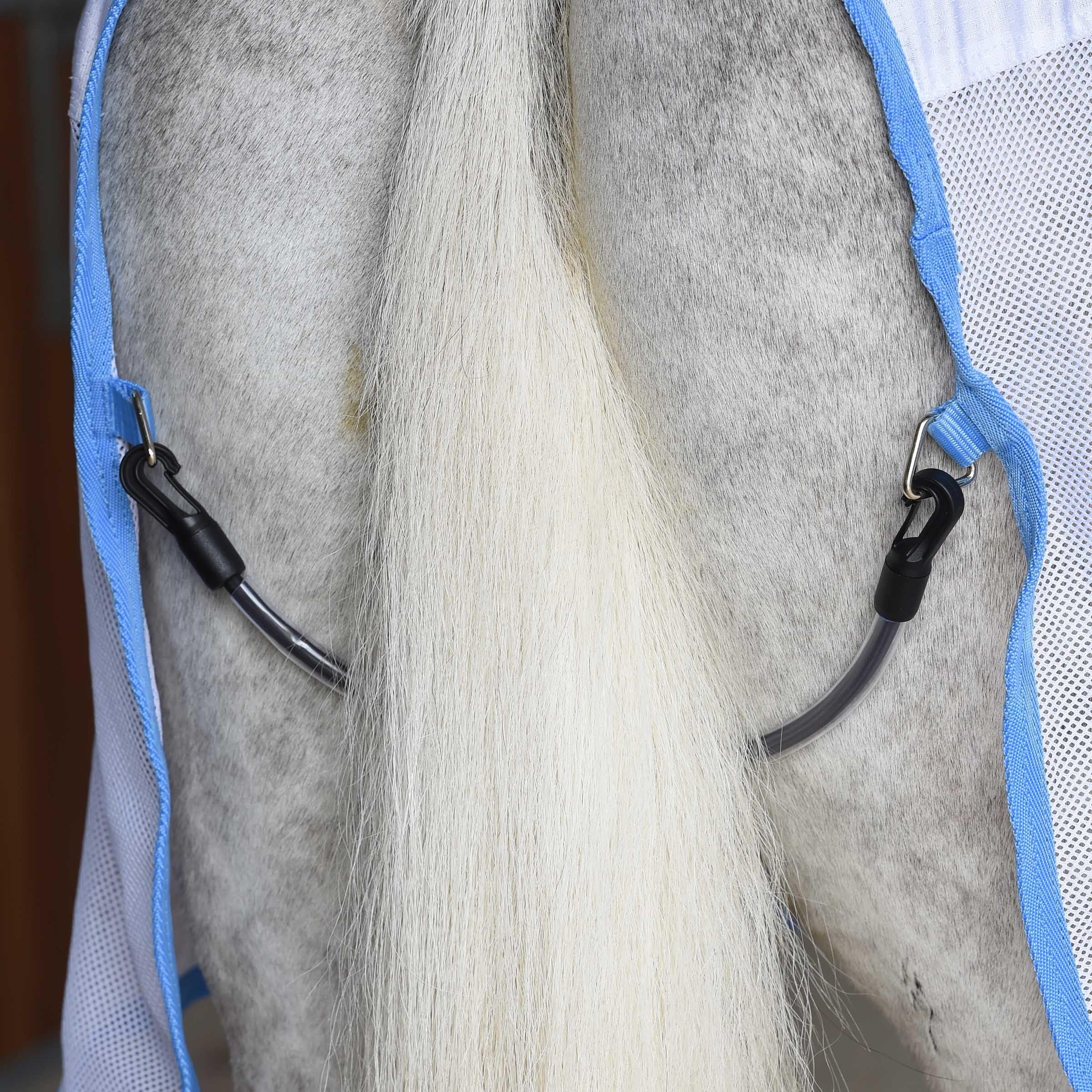 WeatherBeeta Air-Tec Cooler Standard Neck Horse Blanket - Breathable Summer Sheet, White & Blue, 72 Inch - Ideal for Hot Weather Riding and Turnout