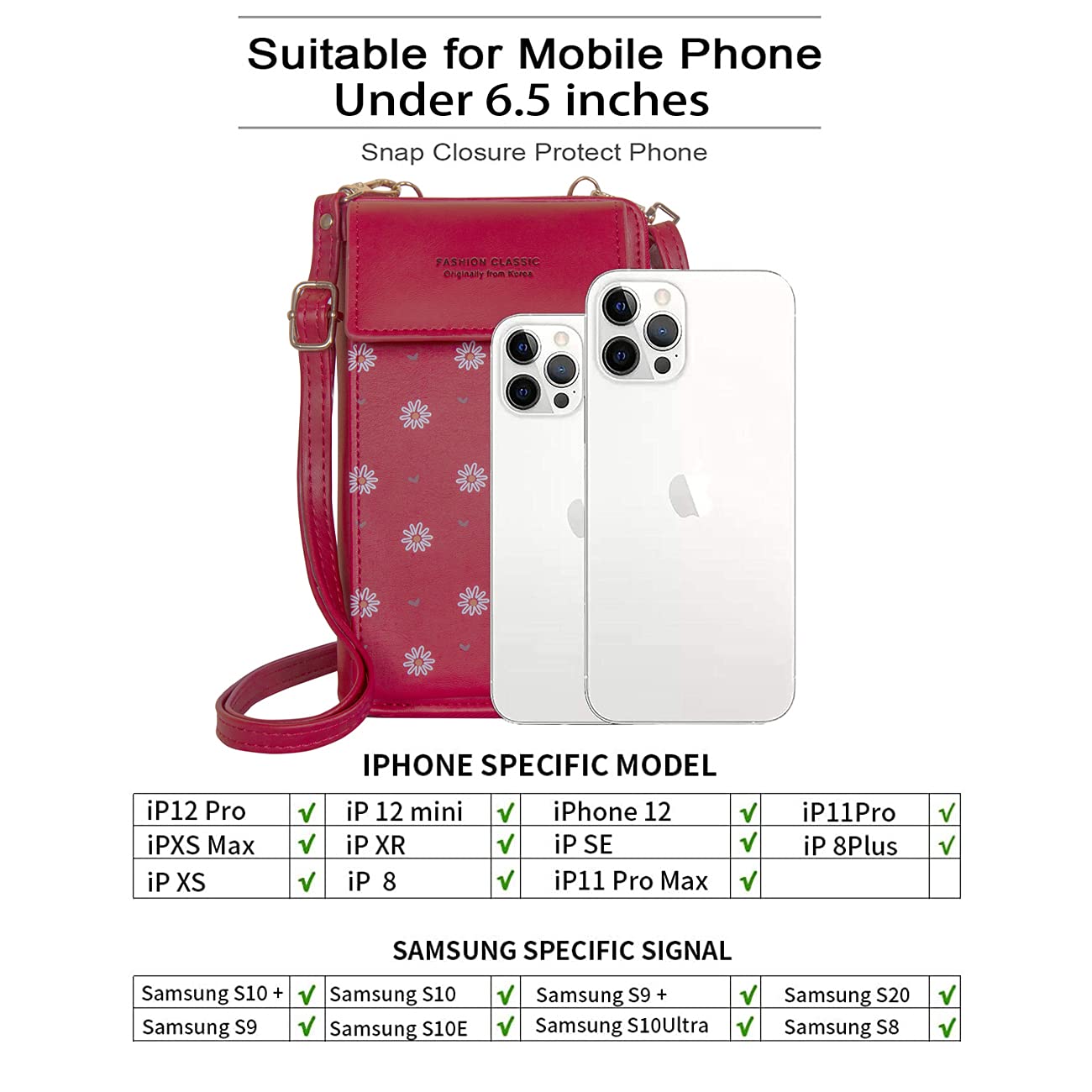 LZSXDWXY Women's Leather Crossbody Phone Purse - Mini Shoulder Bag with Strap & Card Slots - Wallet for iPhone, Samsung & Smartphones - Perfect for Shopping, Travel & Daily Use