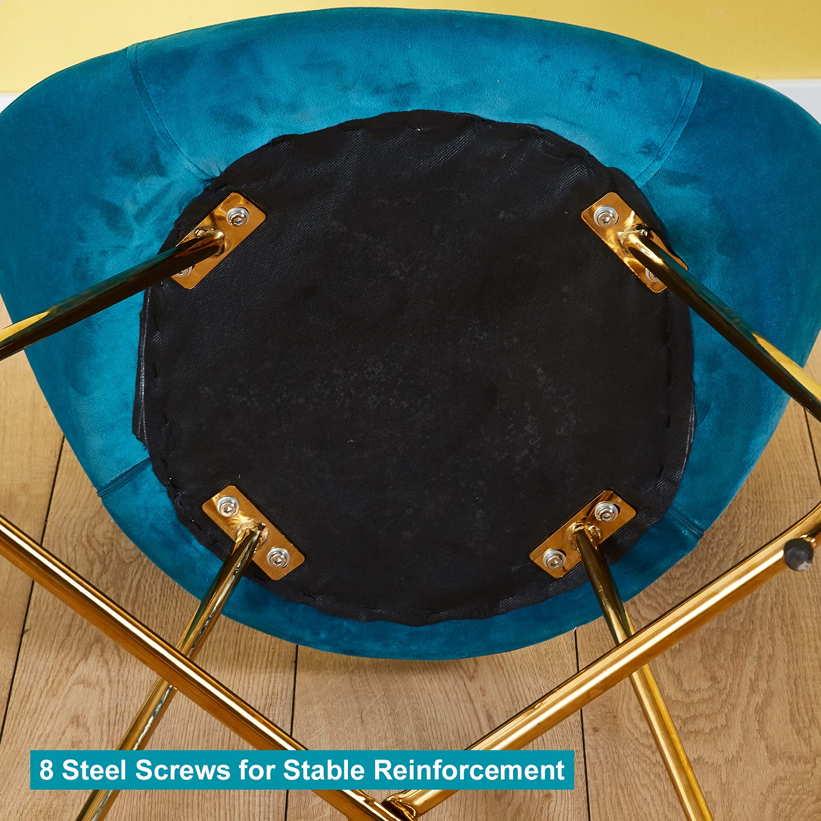 Modern Velvet Accent Chairs Set of 2 - Mid Century Upholstered Armchairs with Golden Legs for Living Room, Dining Room & Lounge - Blue Comfy Leisure Chairs for Home Decor, Reading Nook & Coffee Corner