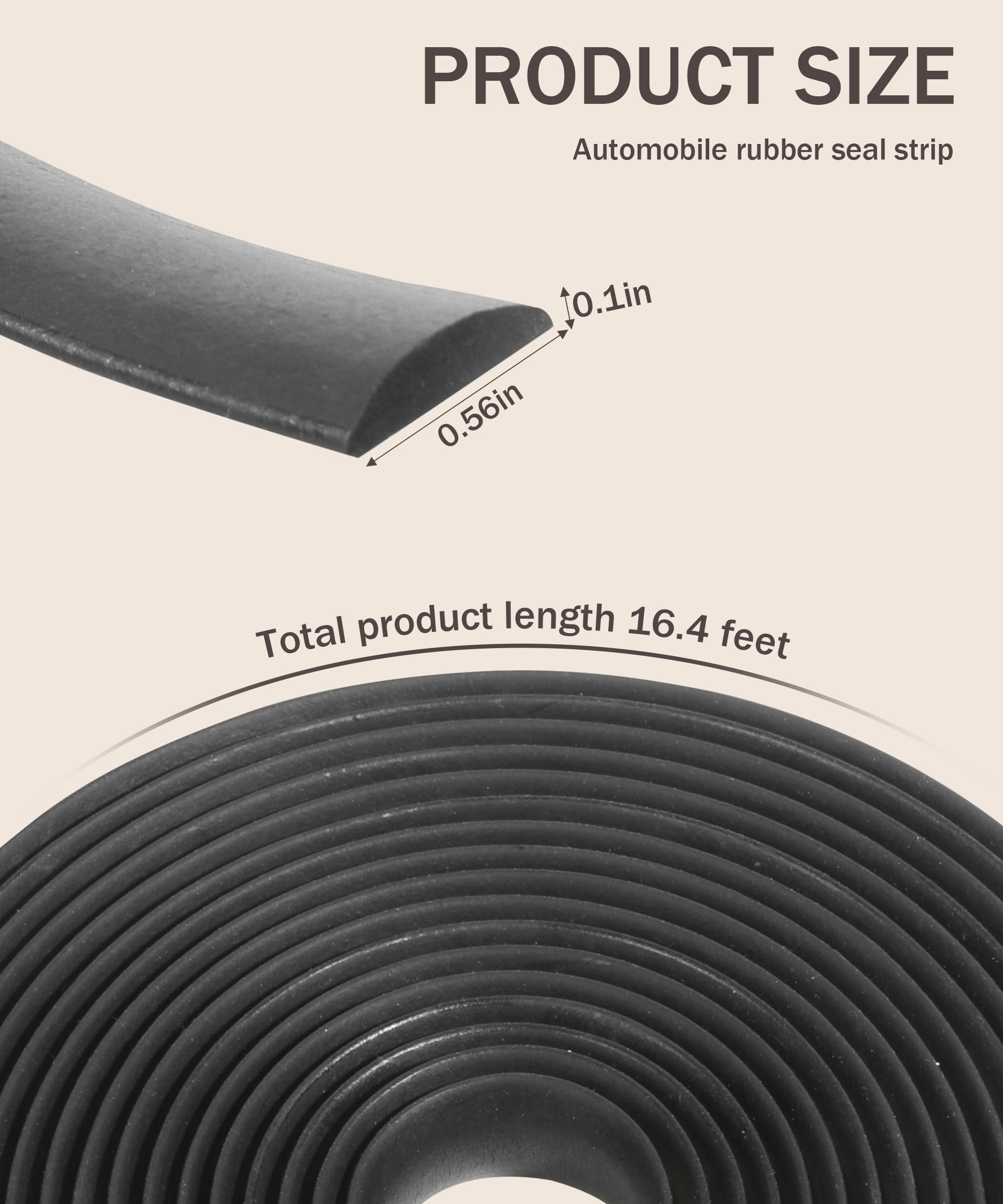 16.4Ft Car Weather Stripping - Sunroof Seal, Windshield Rubber Strip, Edge Trim for Front/Rear Windshield, Windows - Durable Car Accessories for All-Weather Protection