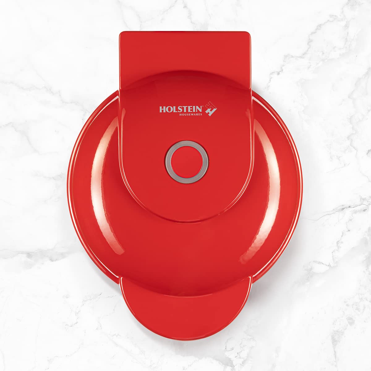 Holstein Housewares Non-Stick Mini Heart Waffle Maker - 4 Inch Red Waffle Iron for Quick Breakfast, Brunch & Snacks | Perfect for Valentine's Day, Kids' Meals & Romantic Breakfast in Bed