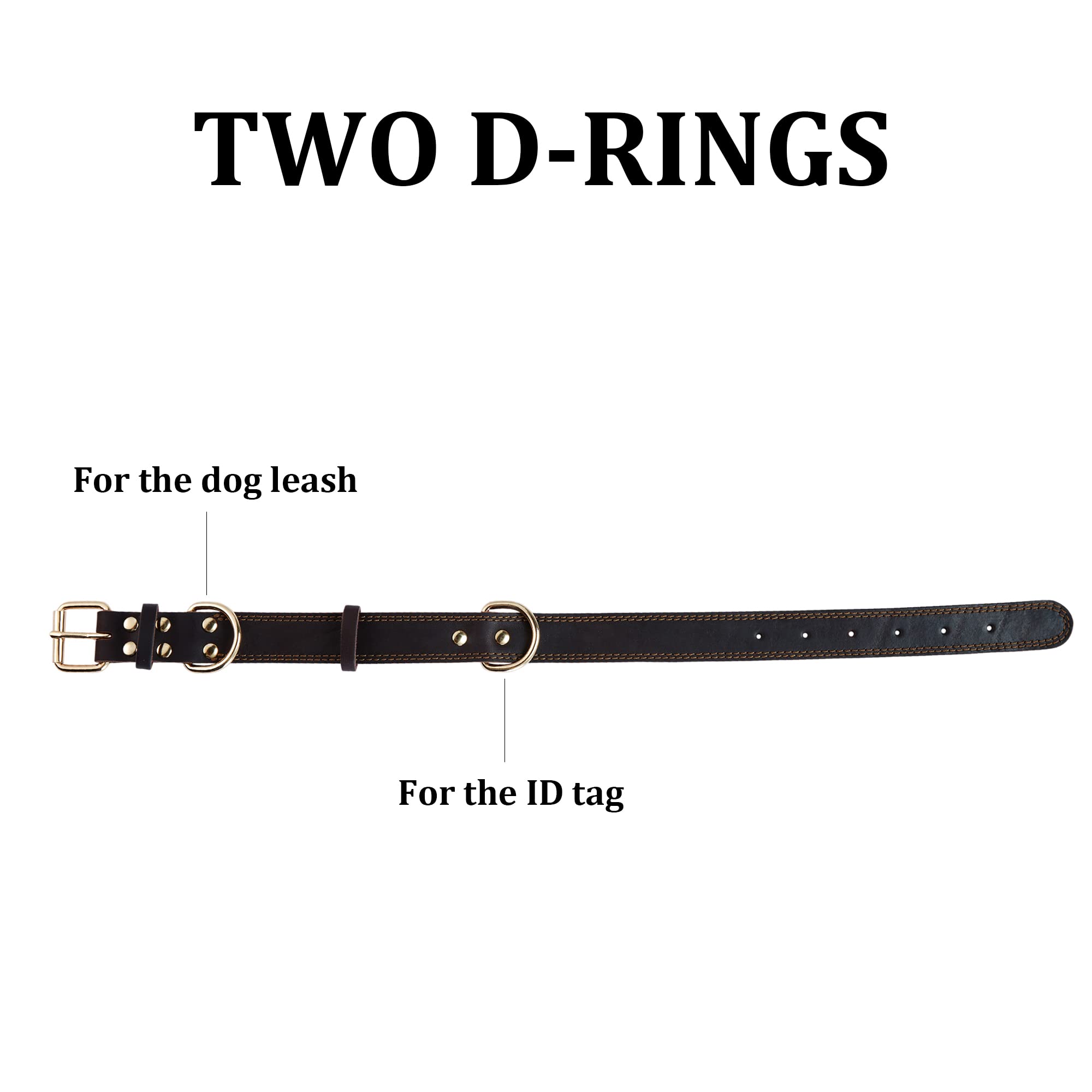 Premium Genuine Leather Dog Collar - Heavy Duty, Adjustable & Durable for Small, Medium, Large & XL Dogs (1.4