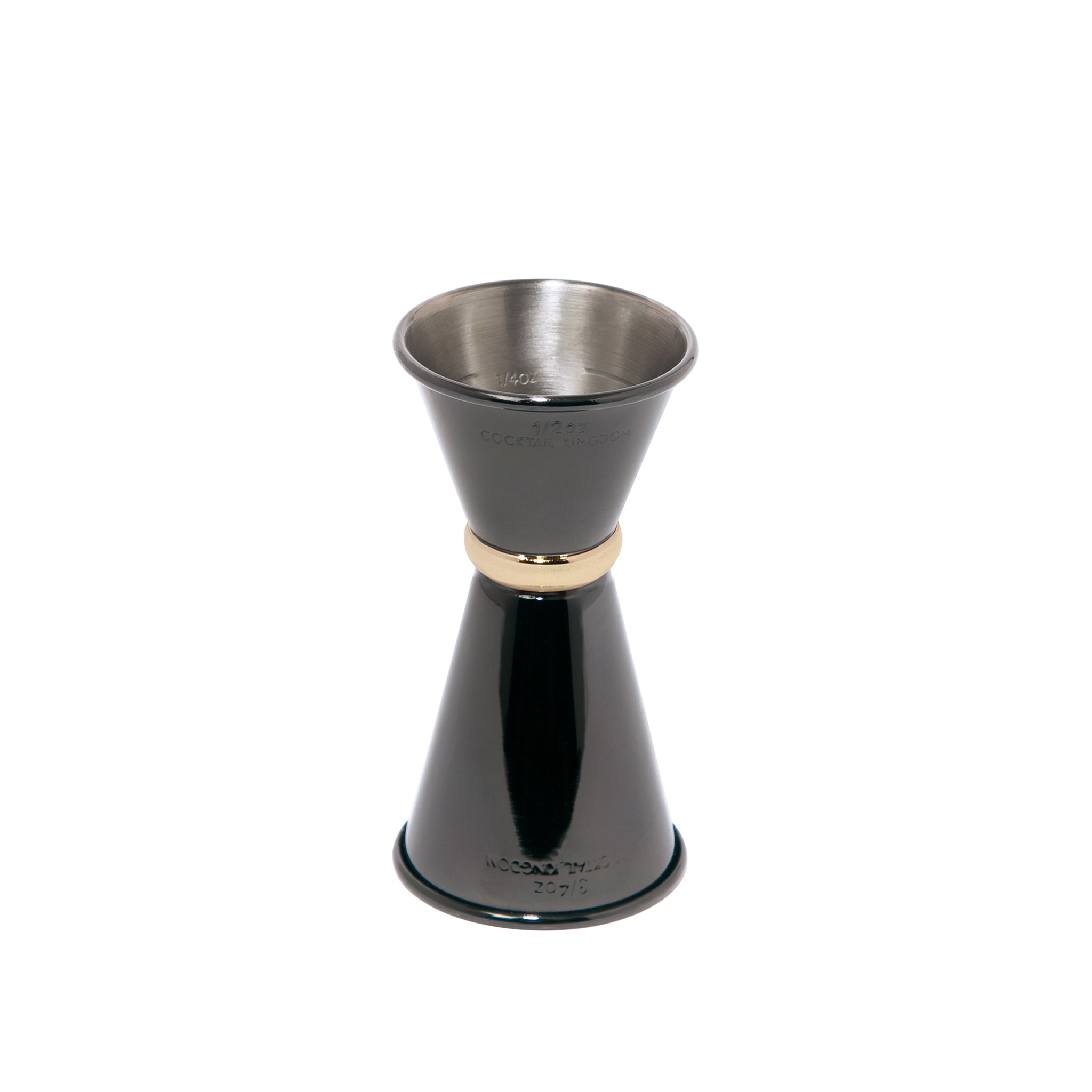 Premium Japanese Style Jigger - Gunmetal Black & Gold Plated Ring - ½oz & ¾oz Dual Measurement - Perfect for Cocktail Mixing, Bartending & Home Bar Use
