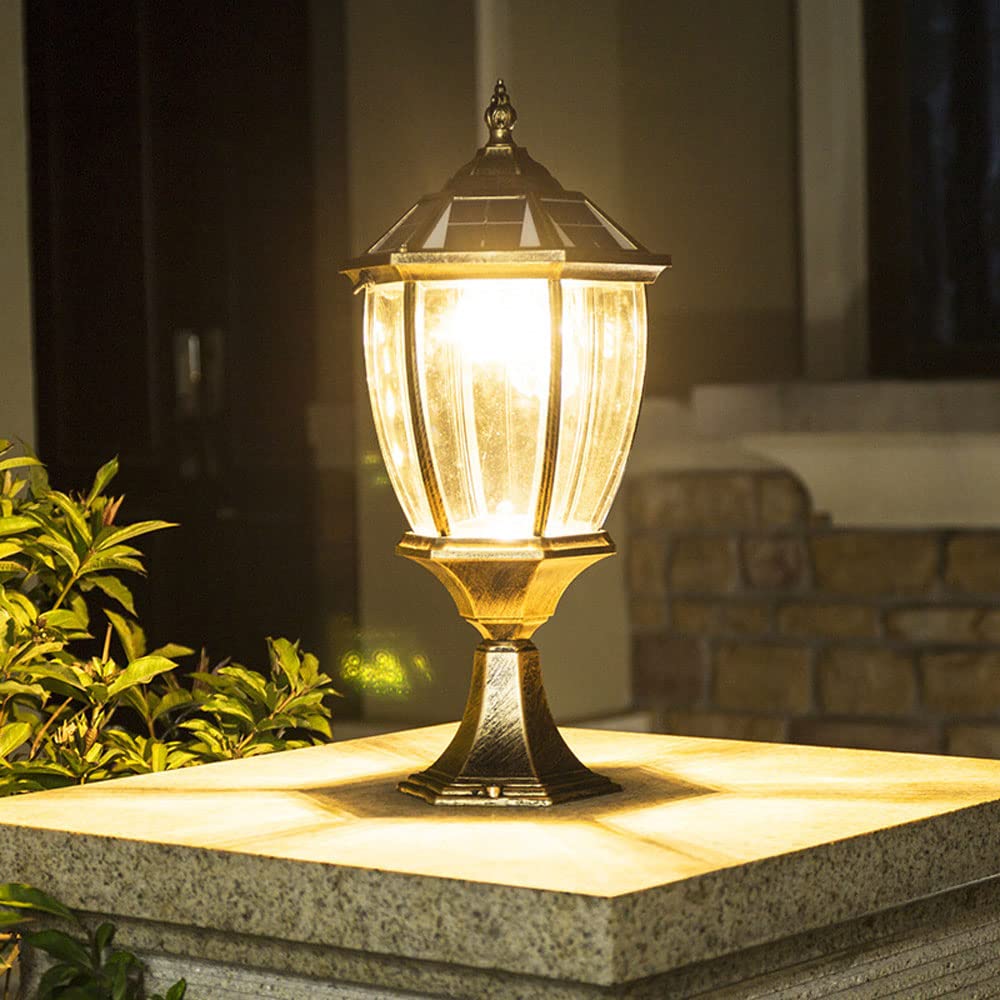 Solar Powered Outdoor Lamp Post Lights - Waterproof Bronze/Black Retro Exterior Pole Lantern for Front Door, Garden & Backyard (White/Warm Light Options) | Perfect for Pathway, Driveway & Landscape Lighting