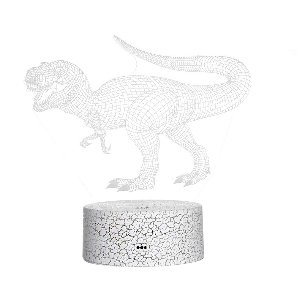 3D Dinosaur Night Light - LED Illusion Lamp with 7 Color Changing Modes, Touch Control for Kids Room, Bedside Table & Desk Decor | Perfect Gift for Boys & Girls, Home & Nursery Decoration | Creates Soothing Ambiance for Bedtime & Playtime