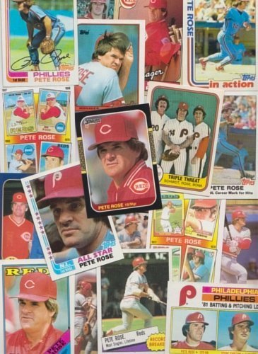 Vintage Pete Rose Baseball Cards Collection - 25 Different Cards Featuring the Legendary Player | Perfect for Collectors, Fans, and Sports Memorabilia Enthusiasts