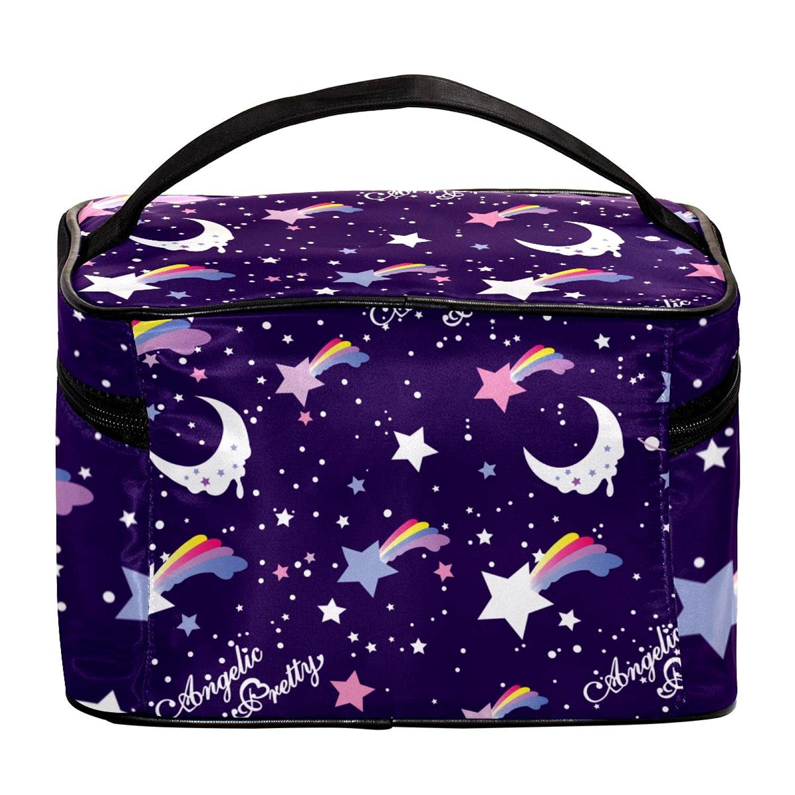 Rainbow Star Pattern Large Travel Makeup Bag for Women - Waterproof Cosmetic Organizer with Zipper, Toiletry Pouch for Girls | Perfect for Vacation, Gym, Business Trips & Daily Essentials Storage