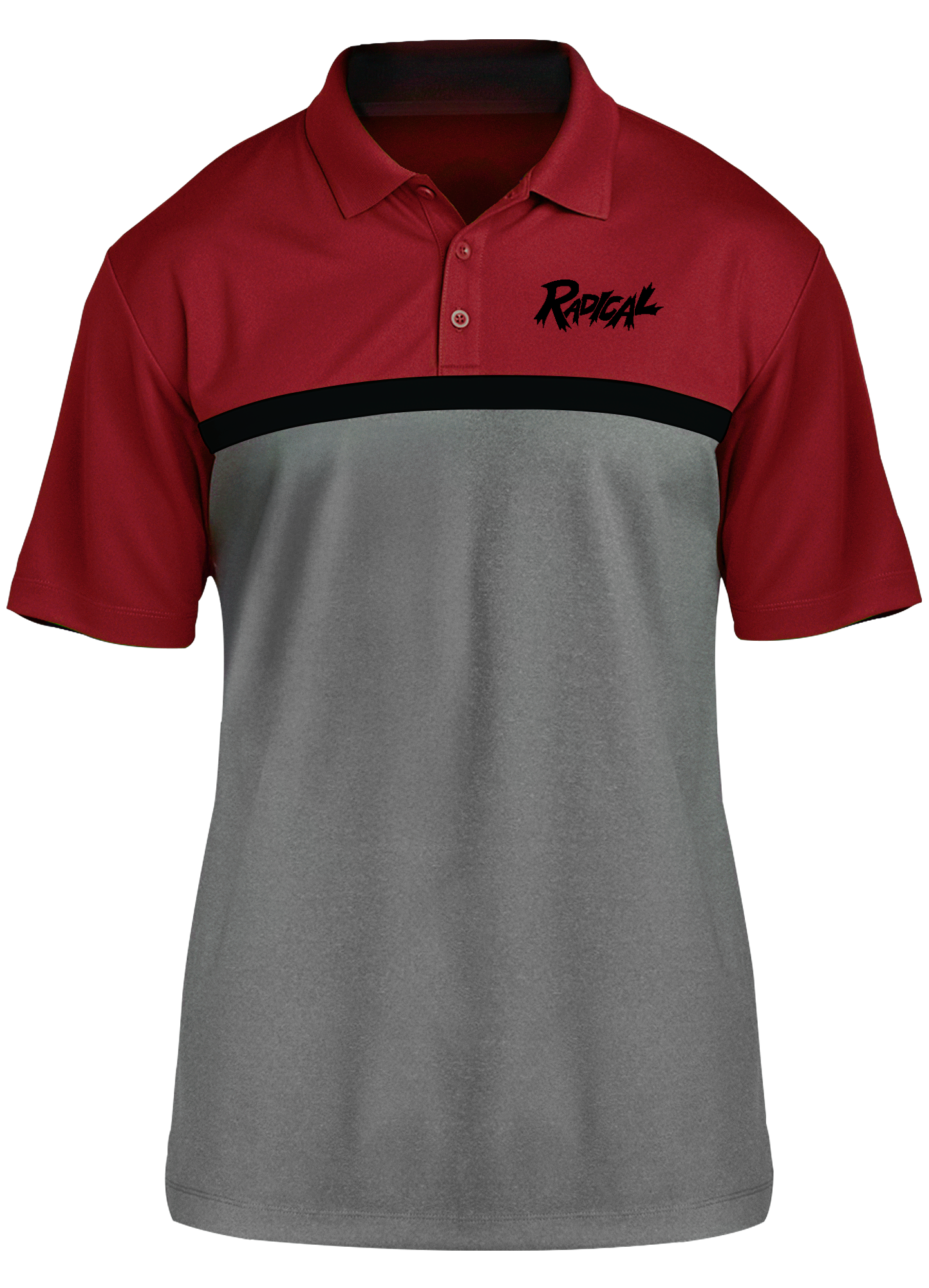 Radical Black Competitor Polo Shirt - Red, Black & Gray Colors | Perfect for Sports, Gym & Casual Wear