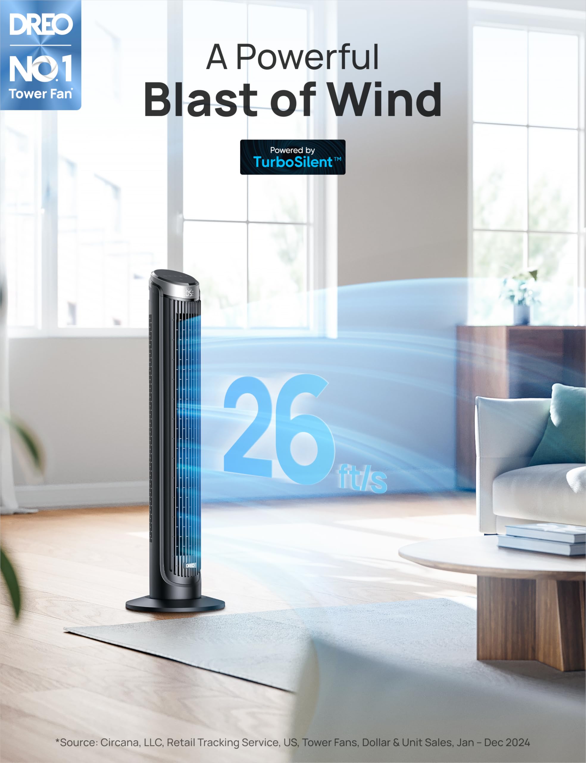 Dreo Smart Tower Fan for Bedroom & Office, 40