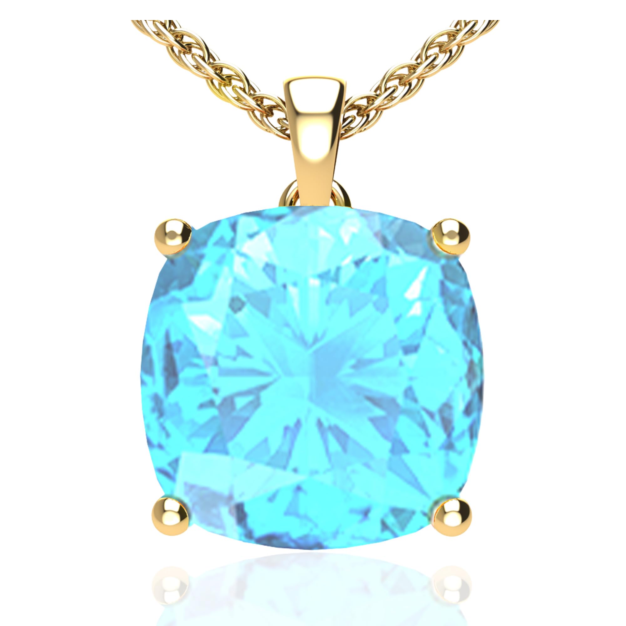 14K White & Yellow Gold Birthstone Pendant Necklace for Women - Sparkling Cushion Cut Gemstone with Sterling Silver Chain - Elegant Fine Jewelry Gift for Birthday, Anniversary & Special Occasions