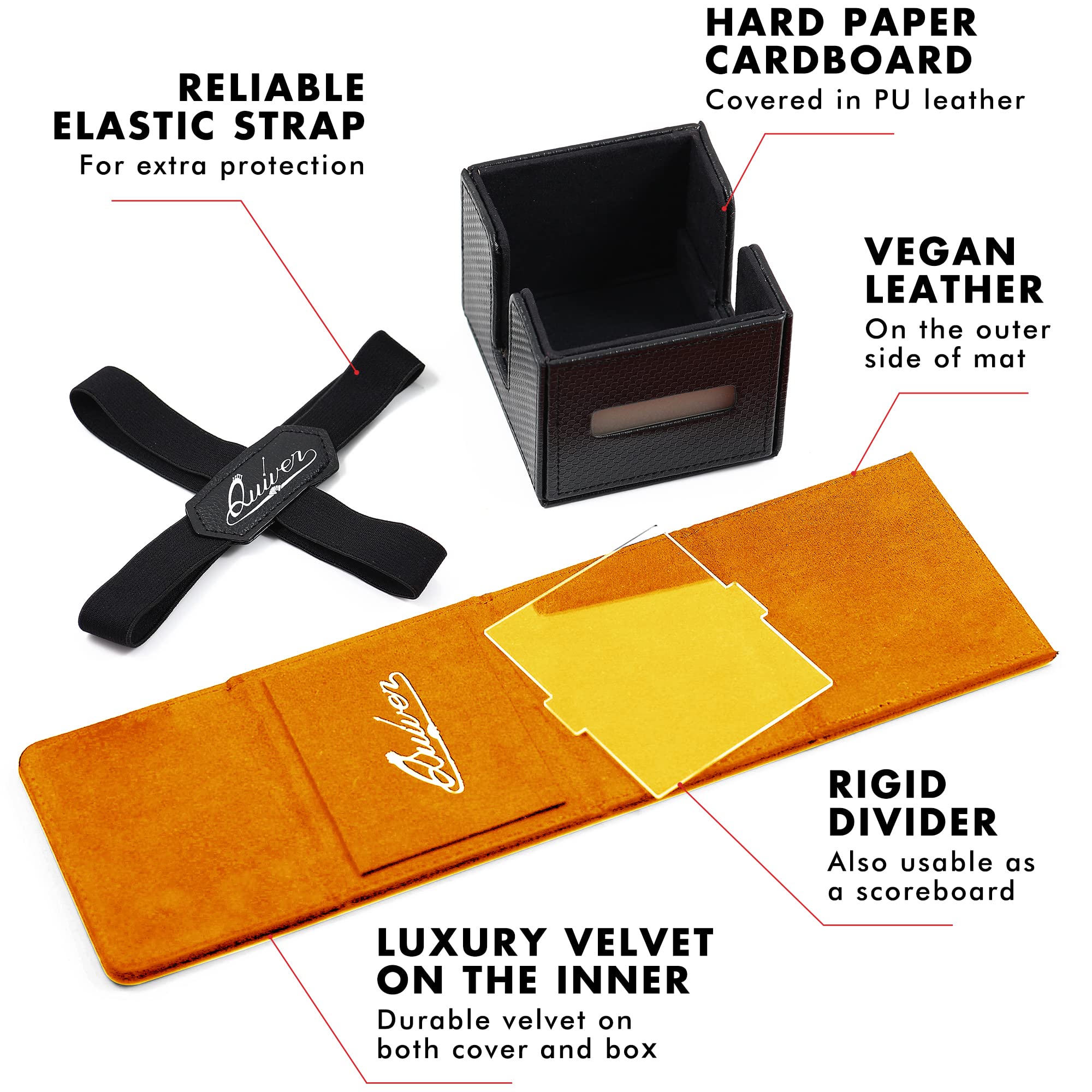 Quiver Time Orange Citadel Deck Block - 100+ Commander MTG Deck Box for Trading Cards - Premium Card Storage Box Holder for MTG, Dice and Tokens with Custom Divider | TCG Deck Box for Magic: The Gathering, Perfect for Game Nights and Card Collection Organization