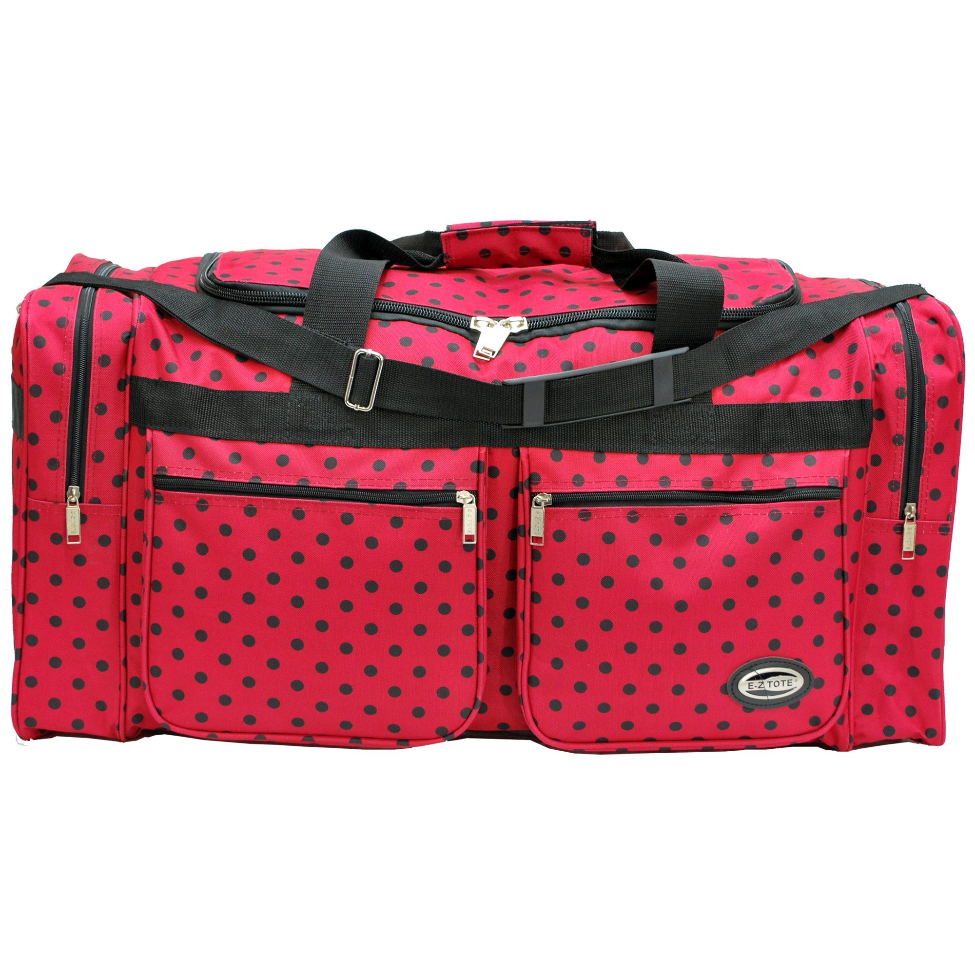 E-Z Tote Polka Dots Duffle Bag - Large 30 Inch Gym Bag & Travel Bag with 4 Color Options (Red/Black Dots) - Perfect for Workouts, Weekend Trips & Sports Gear Storage