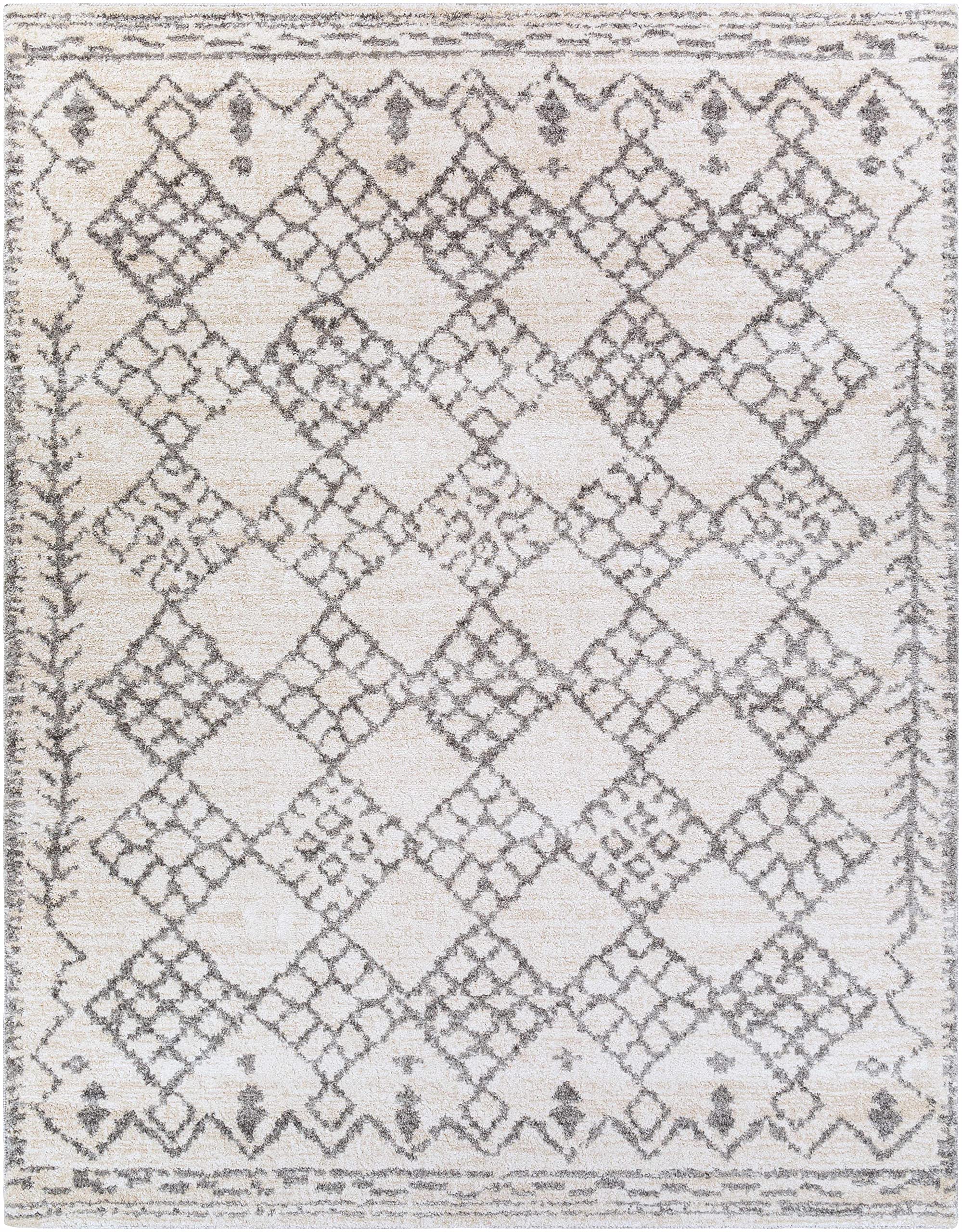 Luxury Hauteloom High Pile Area Rug for Living Room & Bedroom - Soft Gray & Beige 5'3