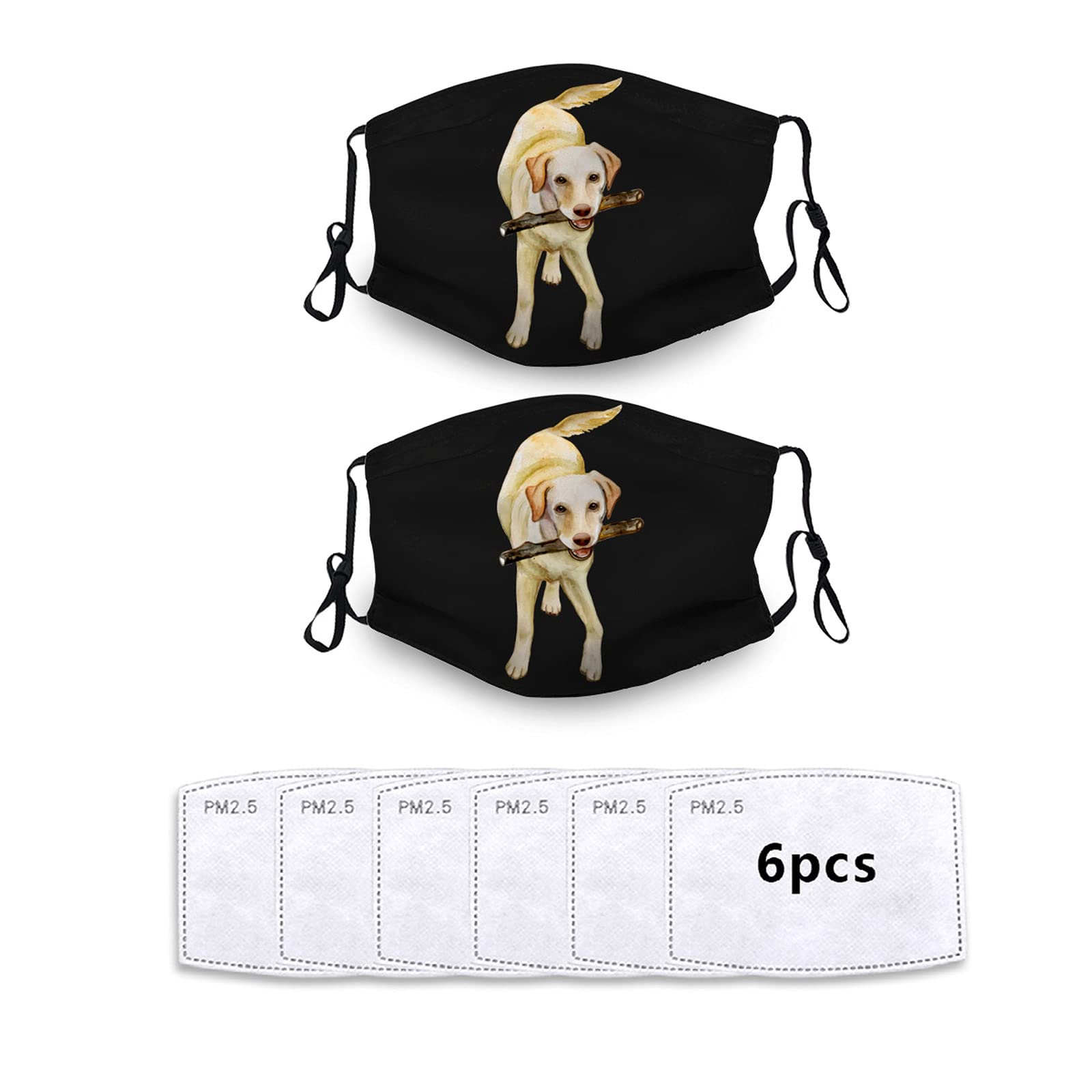 Labrador Dog Face Masks Set - 2 Reusable Bandanas with 6 Filters for Adults & Kids - Perfect for Outdoor Adventures
