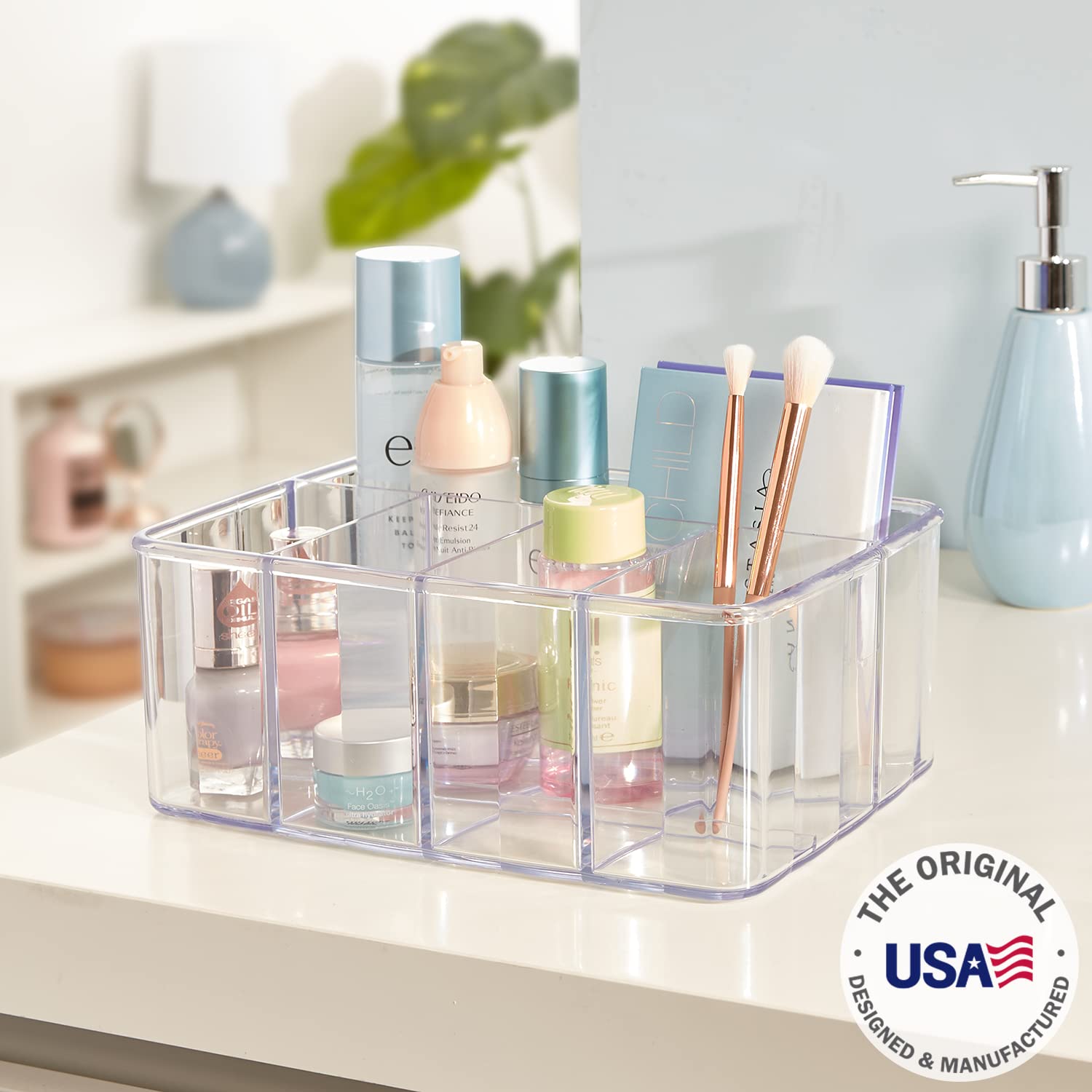 STORi 5-Compartment Clear Plastic Organizer | Rectangular Divided Makeup Vanity Storage & Office Desk Organizer | Scalloped Wall Design | Made in USA | Perfect for Bathroom Counter, Bedroom Dresser & Workspace Organization
