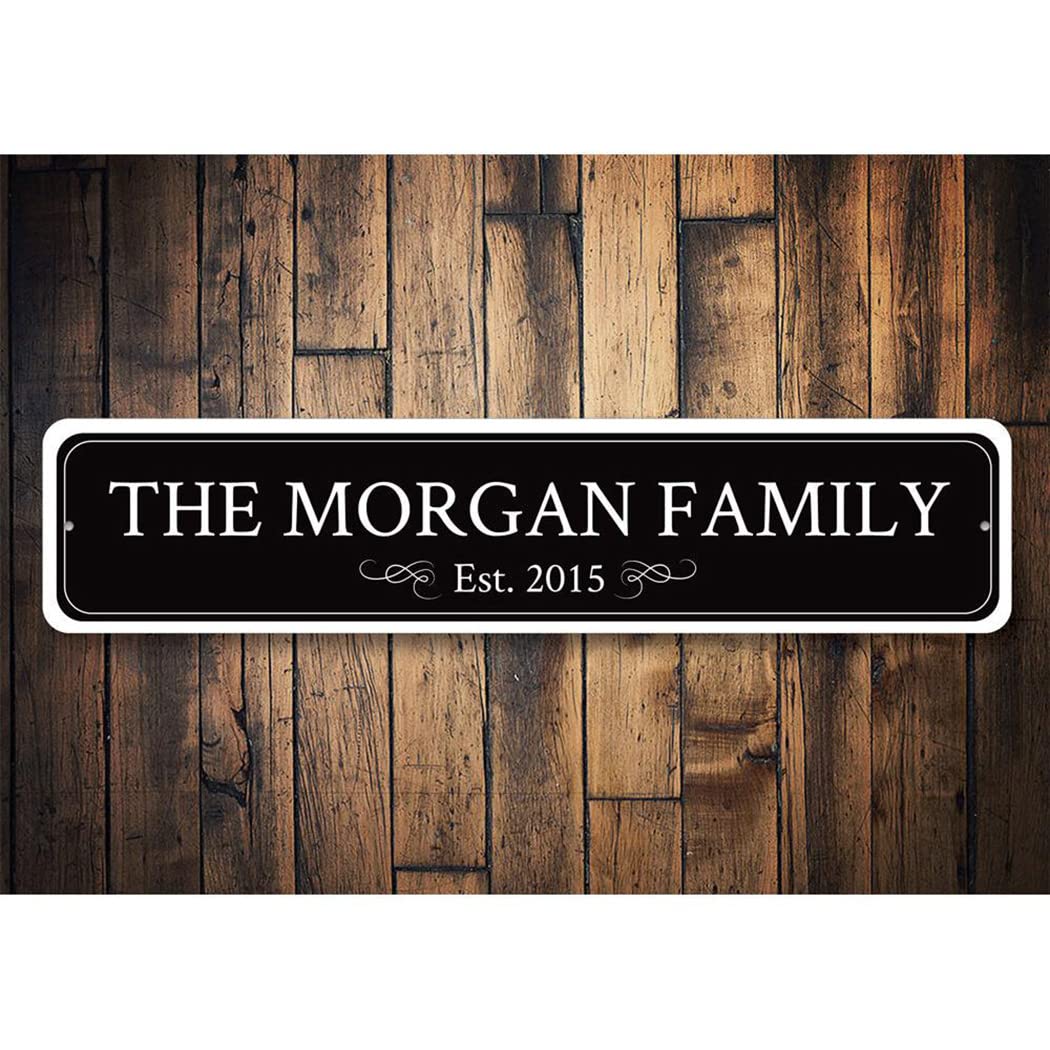 Custom Family Name Decor - Personalized Established Date Sign - Last Name Wall Art - Wedding & Home Aluminum Sign (3