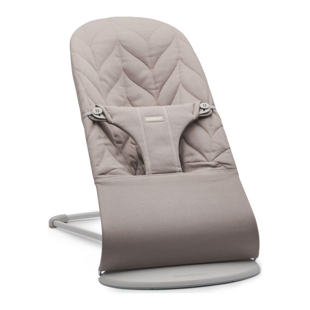 BabyBjörn Bouncer Bliss - Adjustable 2-in-1 Baby Bouncer & Toddler Chair (8-29 lbs) | 4-Position Reclining, Lightweight Portable Infant Seat in Sand Gray Woven Fabric | Perfect for Nursery, Living Room & Travel