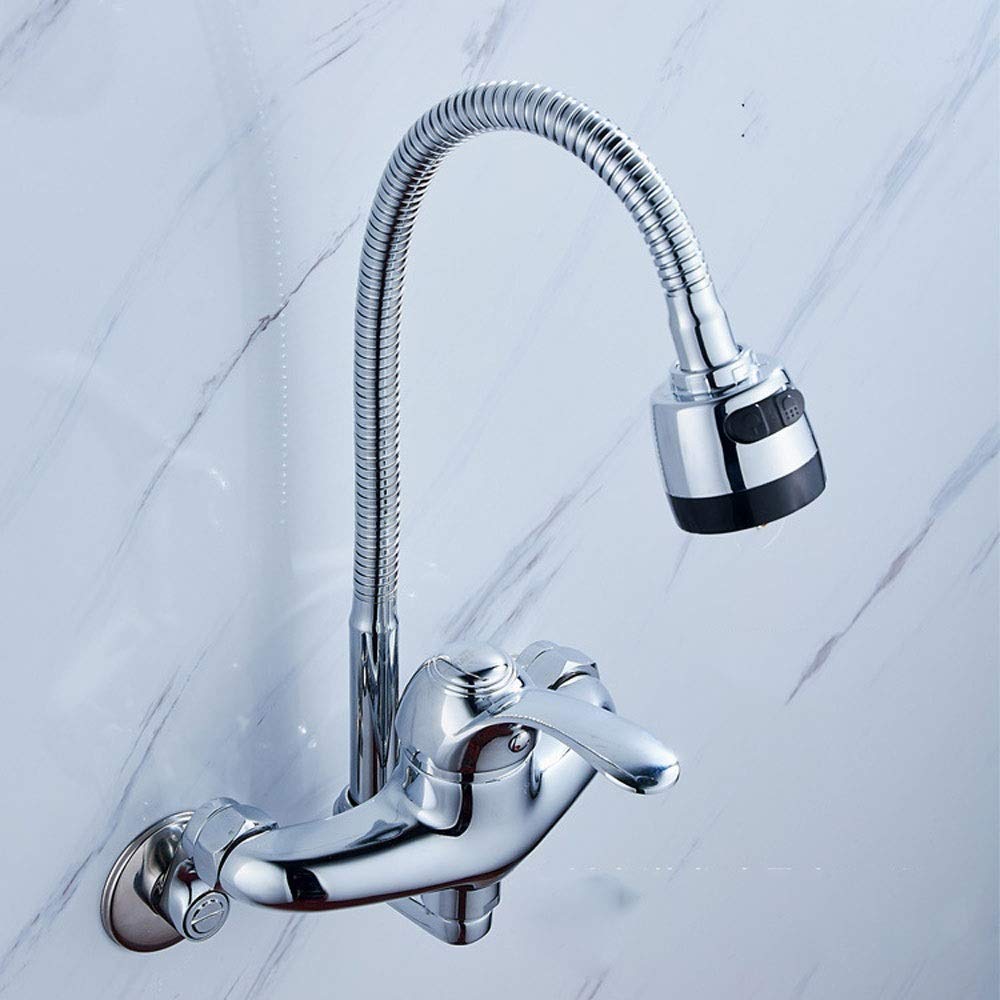 Wall-Mounted Silent Foam Mixer Tap with Water Filter - 0.6Mpa Copper Kitchen Faucet with Flexible Piston Valve & Sprayer Attachment | Perfect for Modern Kitchens, Sinks & Drinking Water Filtration