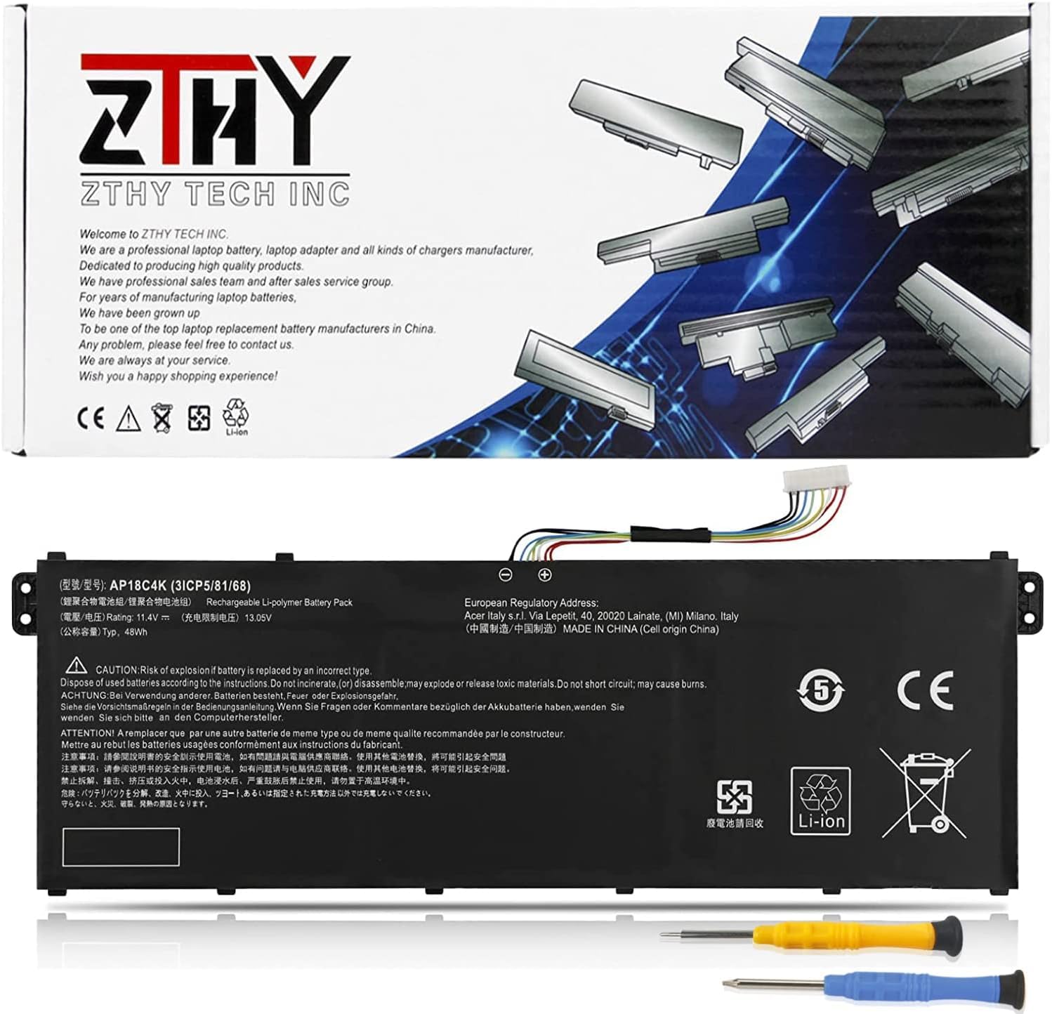 AP18C4K Replacement Battery for Acer Aspire 5, Spin 3 & Spin 713 Laptops - 48Wh High-Performance Laptop Battery Compatible with A515-43/44/44G, A514-52/52G, SP314-54N/54XS, CP713-2W Models - Perfect for Work, Travel & School Use
