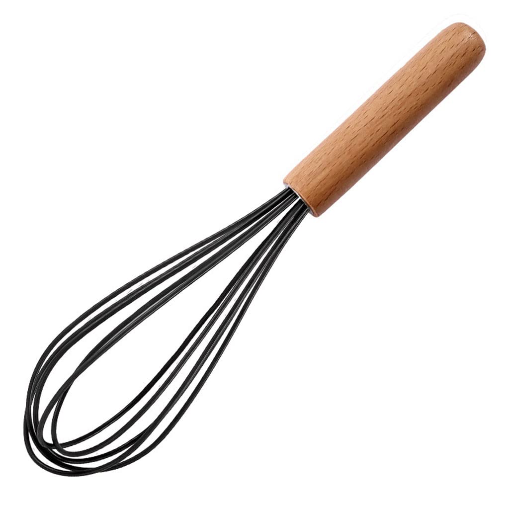 Premium Silicone Whisk with Wooden Handle - Durable Egg Beater, Cream Blender & Kitchen Whisking Tool for Baking, Cooking & Mixing - Perfect for Eggs, Cake Batter, Sauces & More