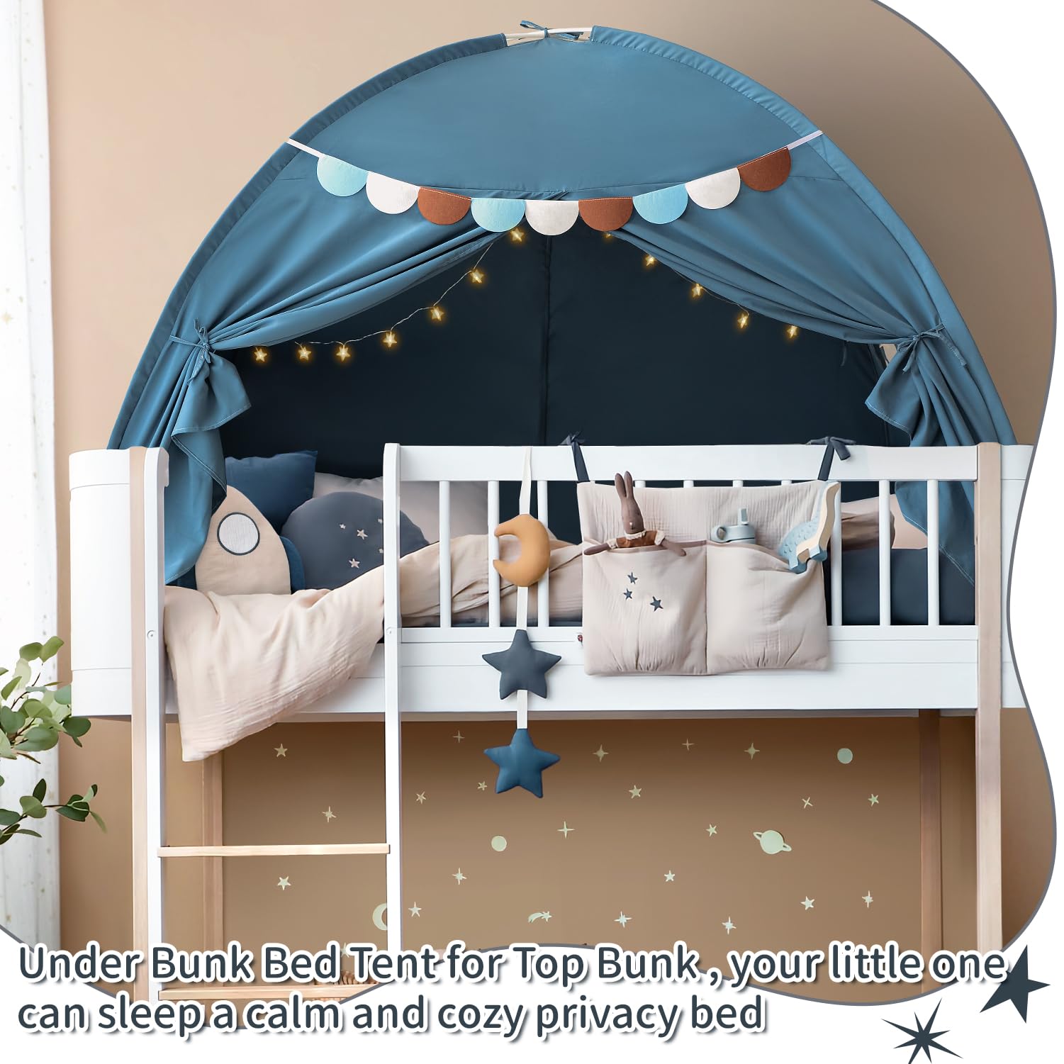 Kids Twin Bed Tent - Indoor Canopy Privacy Tent for Boys & Girls, Blue Jean Color - Perfect for Sleepovers, Reading Nooks & Drafty Rooms