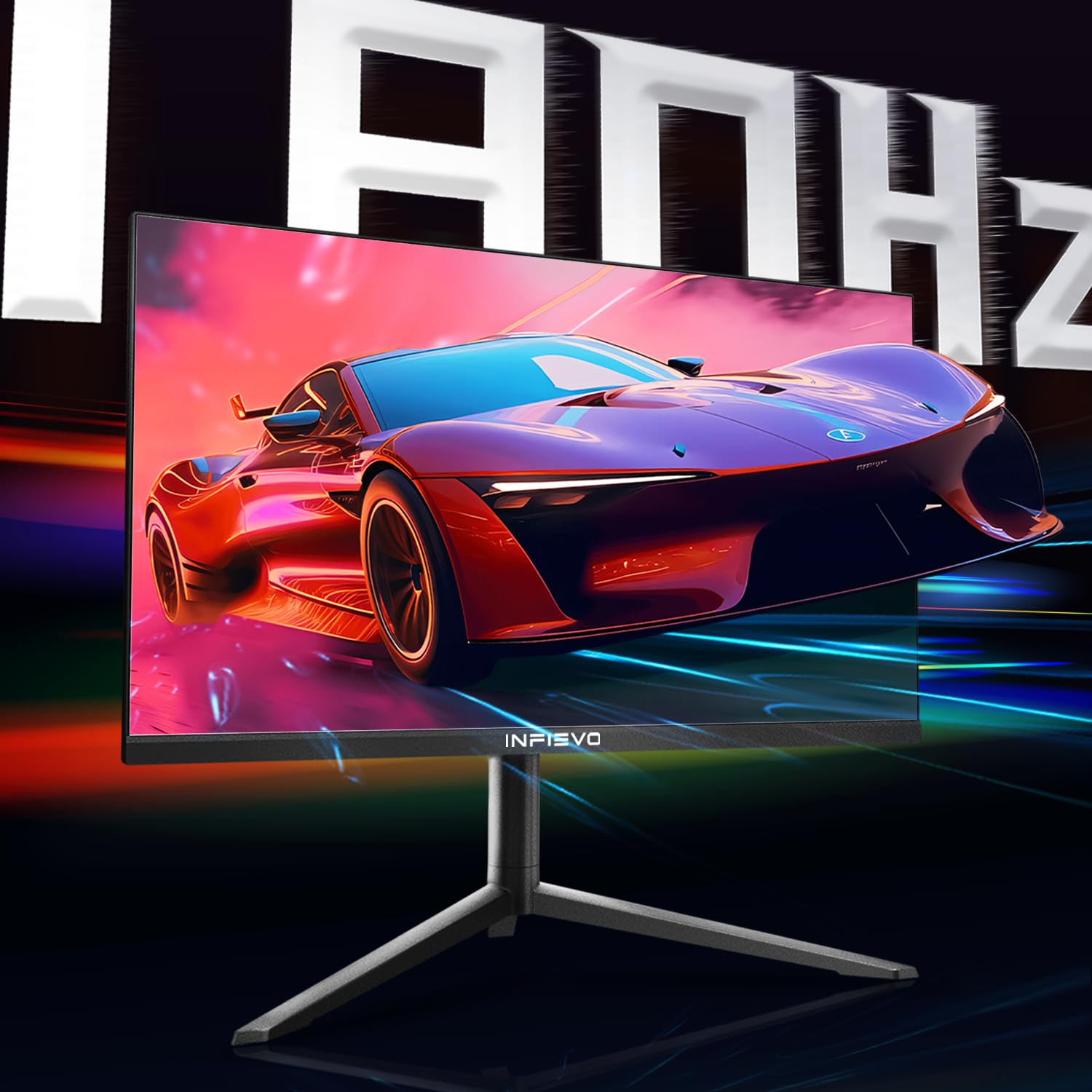 27 Inch QHD 1440P Gaming Monitor - 180Hz IPS 1ms Response, AMD FreeSync, Ultra-Thin Bezel, VESA Mount Compatible, Height Adjustable & Pivot Stand, Flicker-Free with Eye Care, HDMI/DP Ports - Perfect for Competitive Gaming, Streaming & Home Office Setup