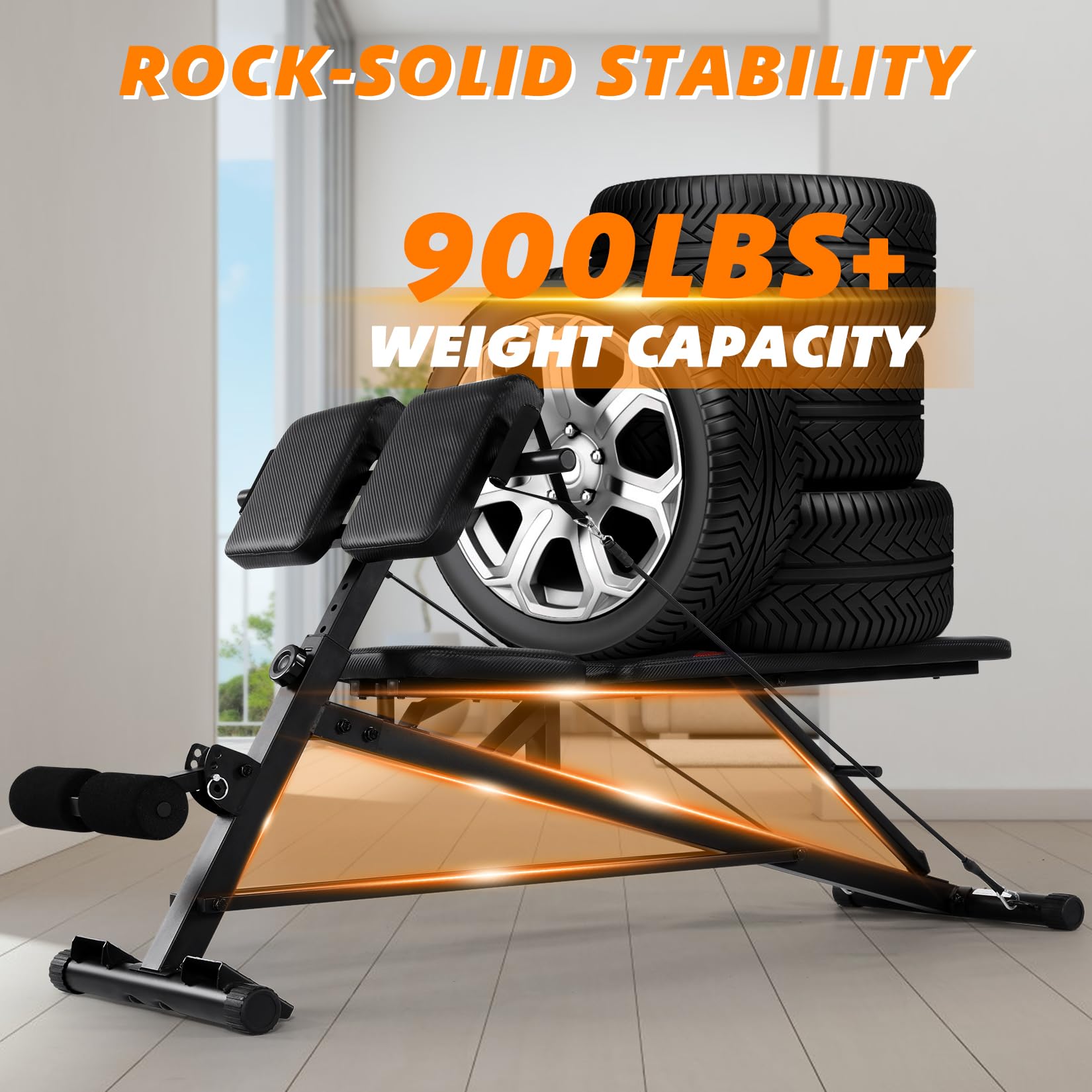 OPPSDECOR Adjustable Weight Bench with Hyper Back Extension, Preacher Curl & Roman Chair - 900LBS Capacity All-in-One Home Gym Equipment for Full Body Workout | Perfect for Strength Training, Ab Exercises & Back Pain Relief at Home