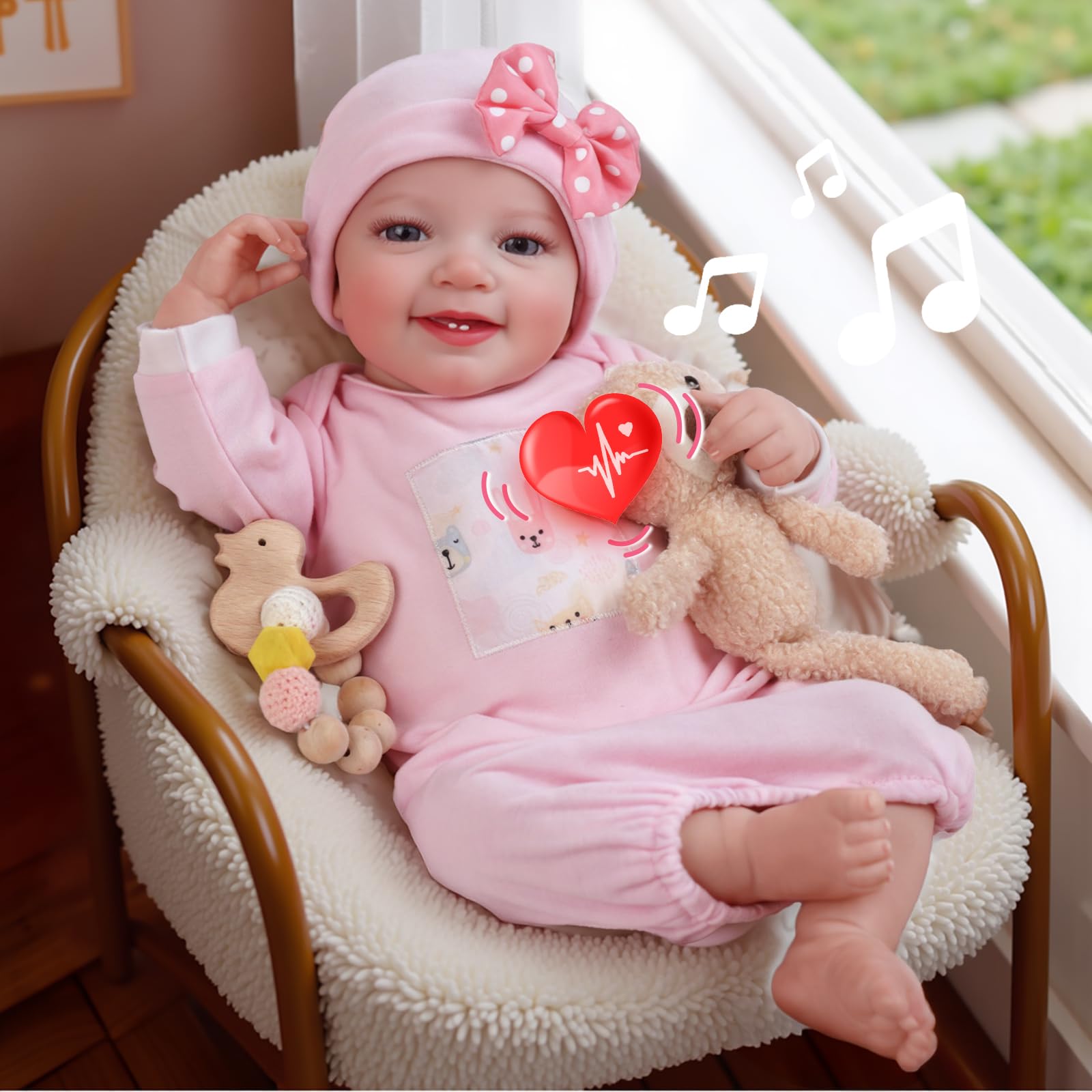 Lifelike Reborn Baby Doll with Realistic Heartbeat & Cooing Sounds - 20-Inch Soft Interactive Newborn Baby Doll for Girls Age 3+ | Perfect for Role Play, Gift Giving & Emotional Comfort
