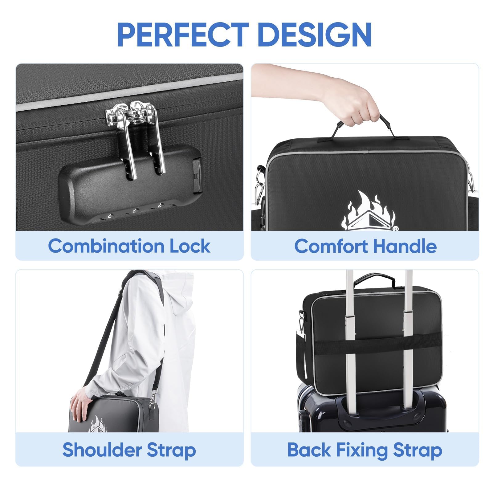 Fireproof Document Box with Lock - Waterproof & Portable Fireproof File Organizer for Important Papers (15