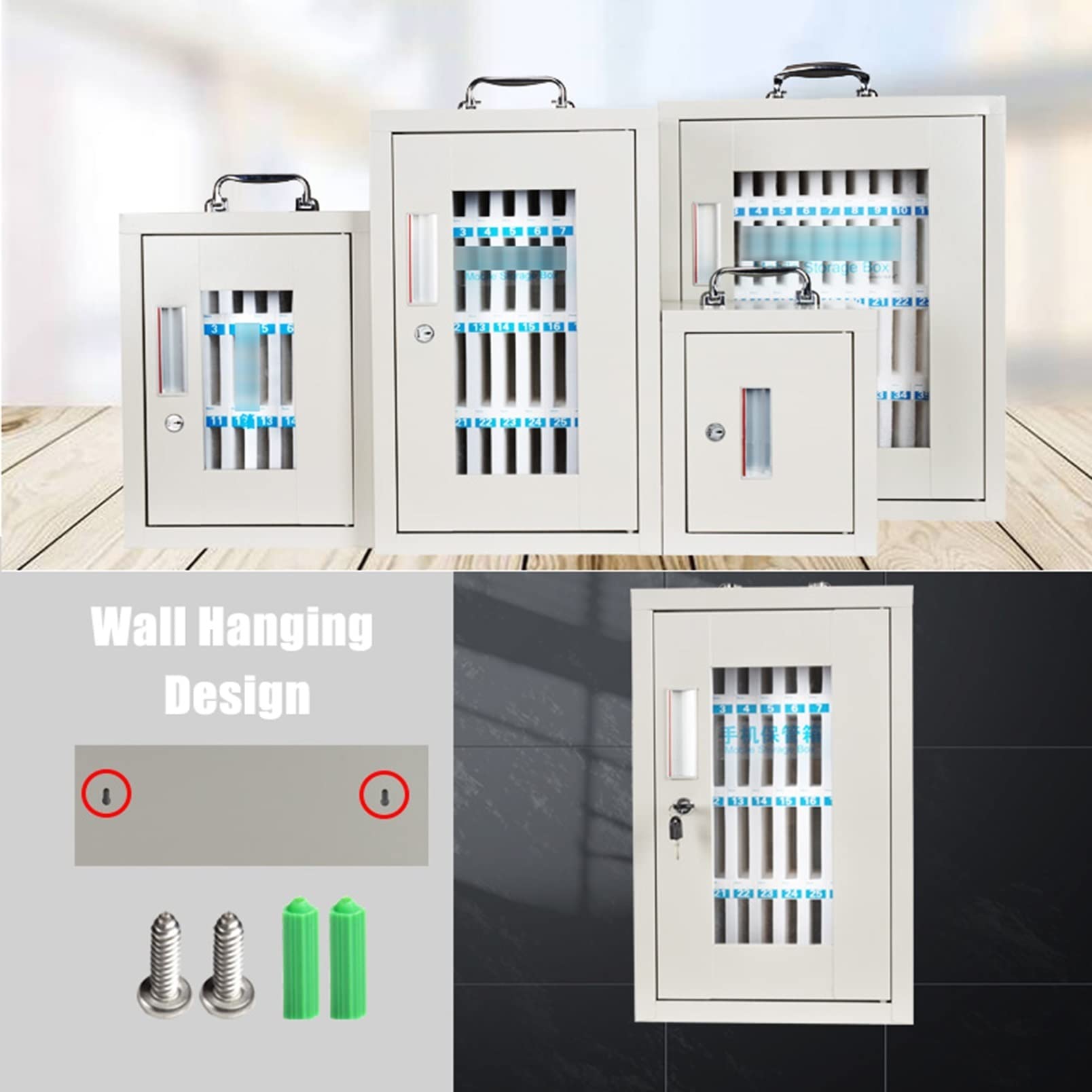 48-Slot Stainless Steel Phone Locker with Combination Lock - Secure Mobile Device Storage Cabinet for Students & Office Staff (42x21x54cm) - Ideal for Classrooms, Offices, and Public Spaces