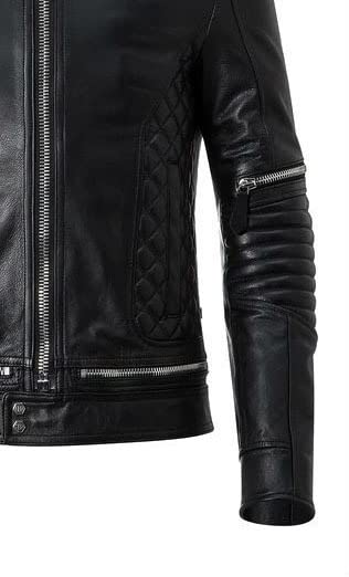 Genuine Leather Motorcycle Jacket for Men - Black Designer Biker Jacket - Perfect for Riding, Casual Wear & Outdoor Adventures