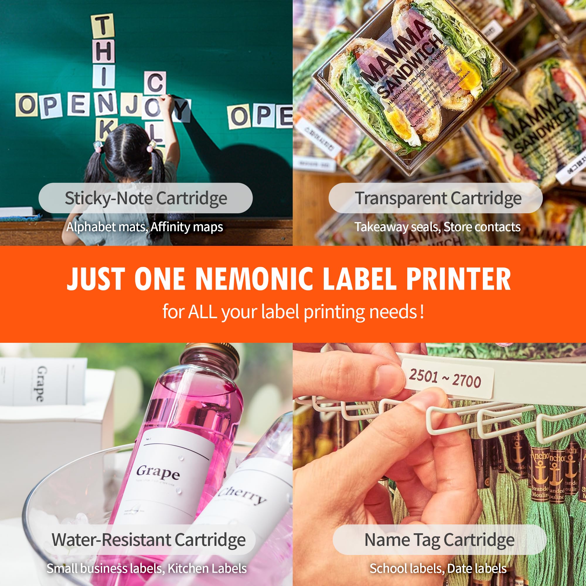 Nemonic Label Printer - Inkless Bluetooth Thermal Label Printer for Small Business | Durable Shipping Label Maker & Portable Wireless Label Printer for Ecommerce, Amazon FBA & Home Office Use
