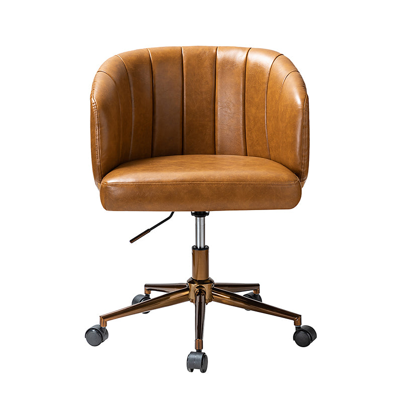 Ergonomic Vegan Leather Office Chair - Adjustable Height & Lumbar Support for Comfortable Work - Perfect for Home Office, Study & Workspace