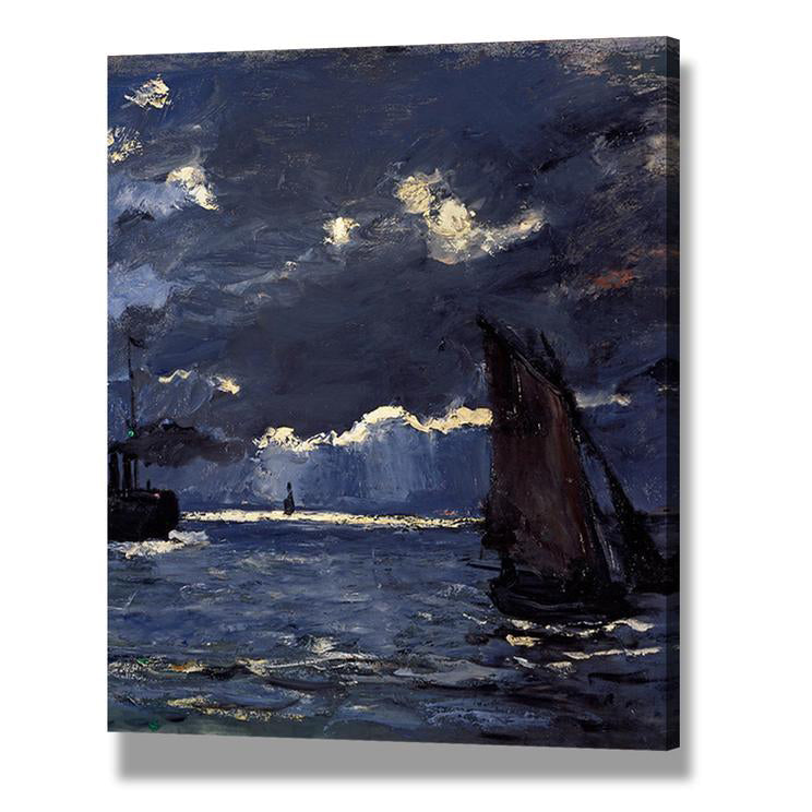 Claude Monet Moonlight Wall Art Decor - Premium Canvas Print for Living Room, Bedroom & Office - Famous Impressionist Painting Home Decor